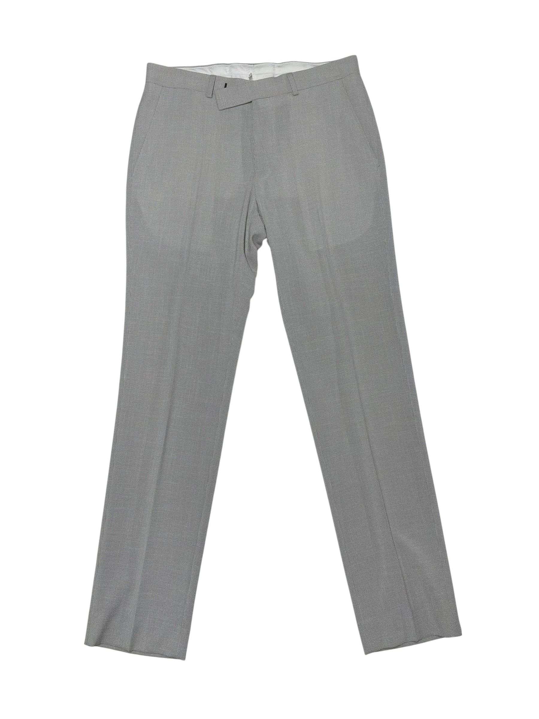 Kenneth Cole Mens Slim fit Dress Pants 31 / 32 Seersucker Light Grey Check