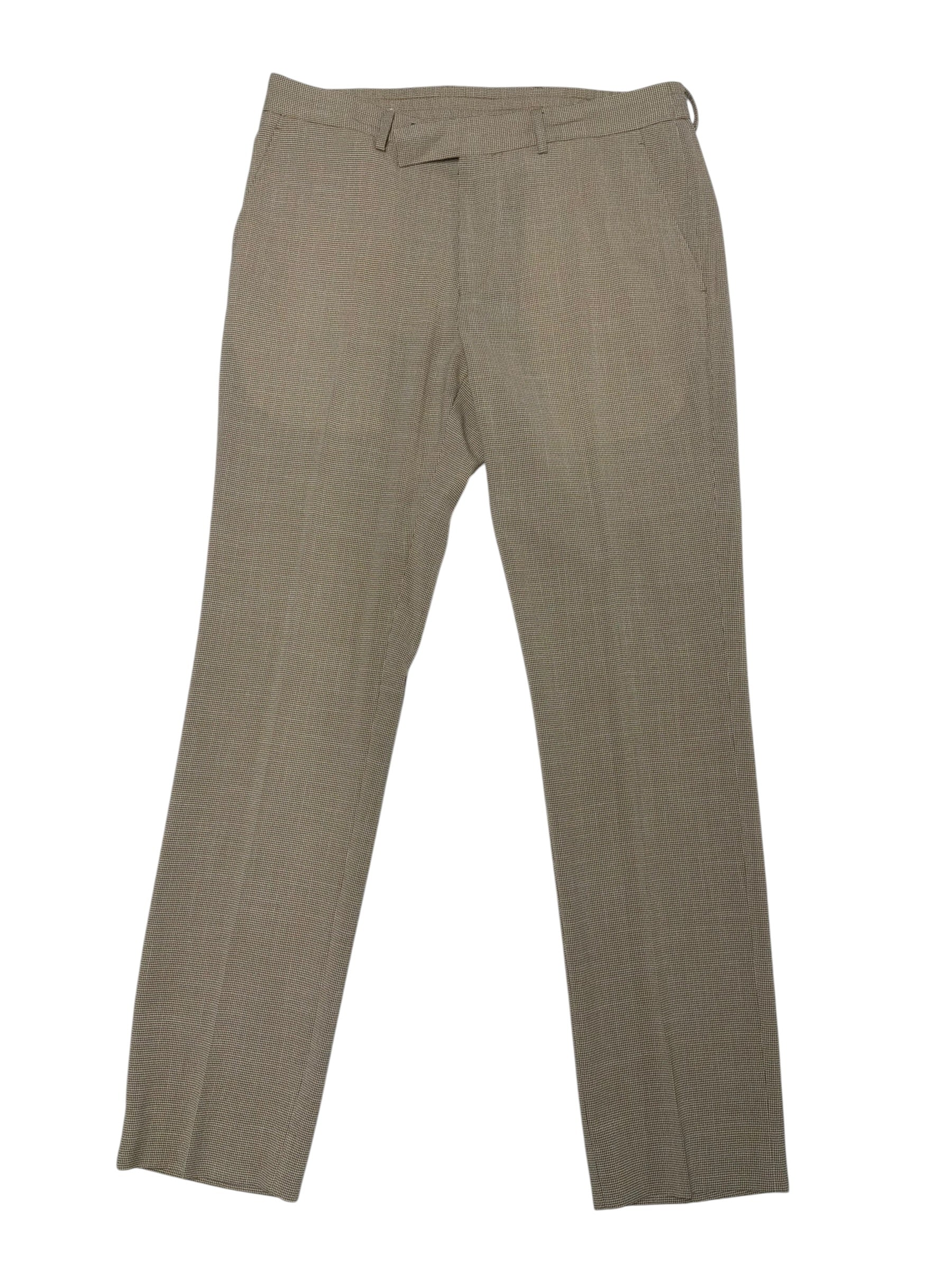 Kenneth Cole Mens Slim fit Dress Pants 33 / 32 Seersucker Tan Check