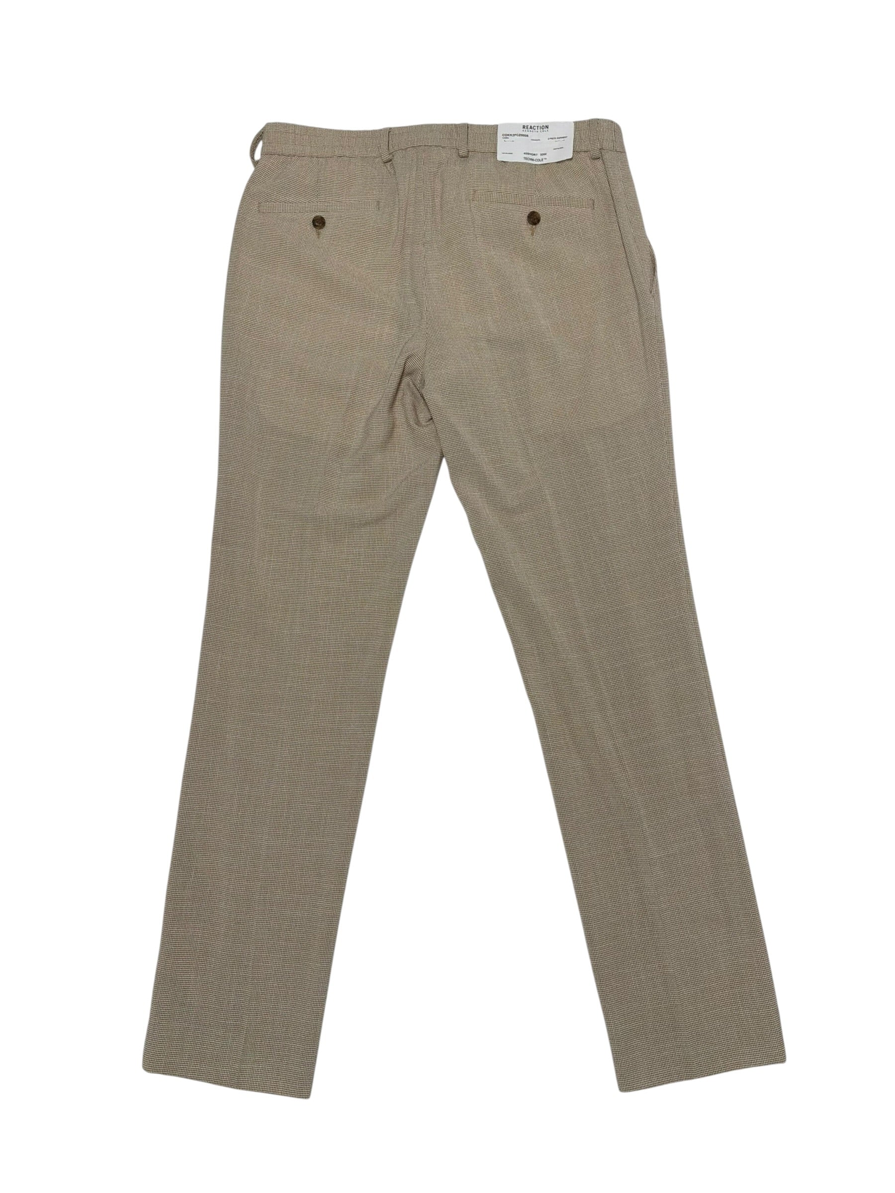Kenneth Cole Mens Slim fit Dress Pants 42 / 32 Seersucker Tan Check