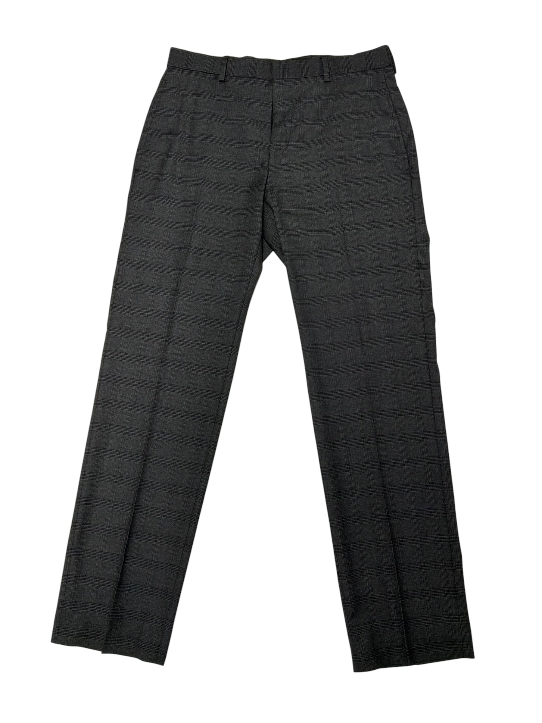 Andrew Marc Mens Slim fit Dress Pants 39 / 32 Charcoal Grey Plaid