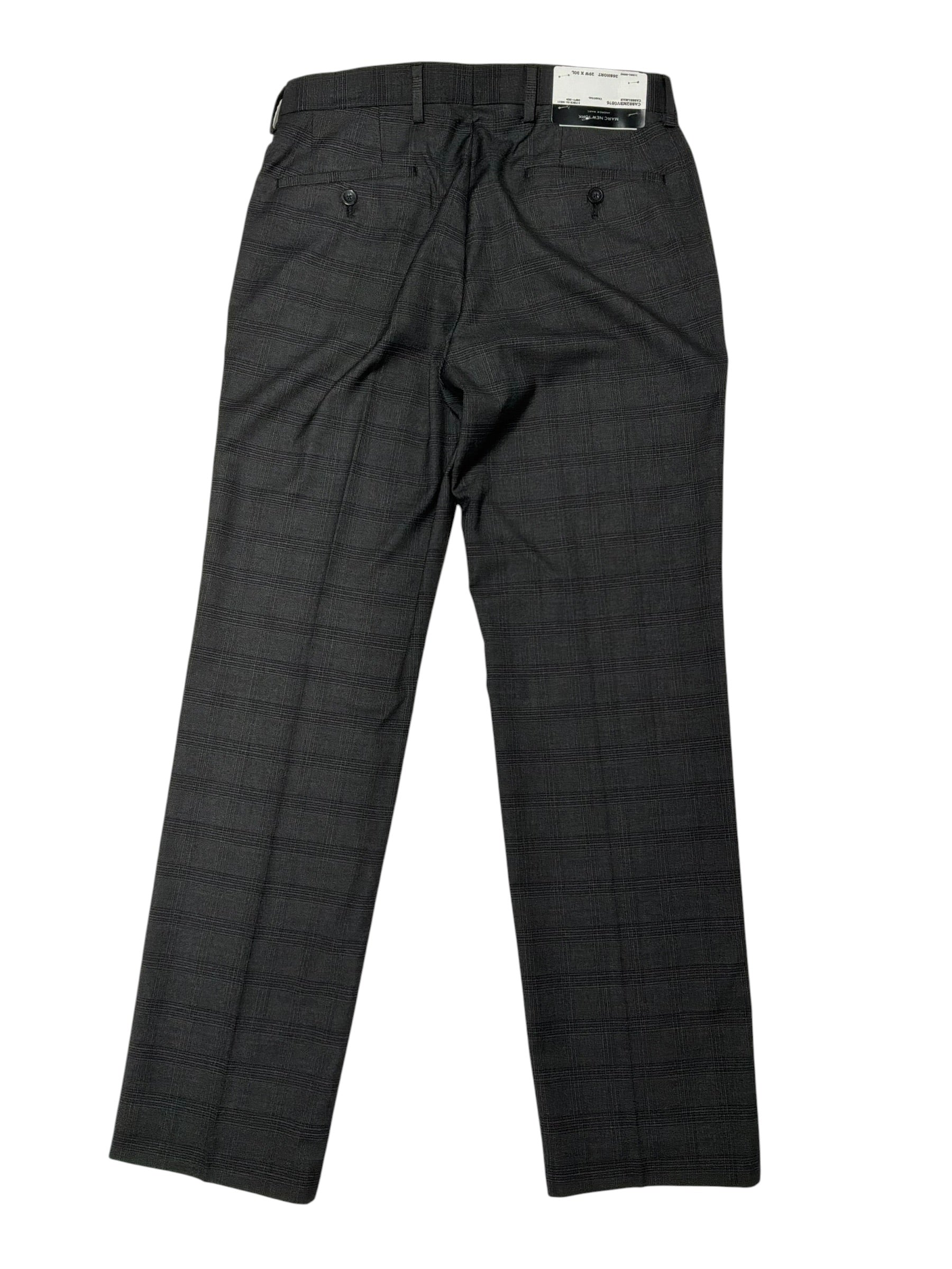 Andrew Marc Mens Slim fit Dress Pants 35 / 33 Charcoal Grey Plaid