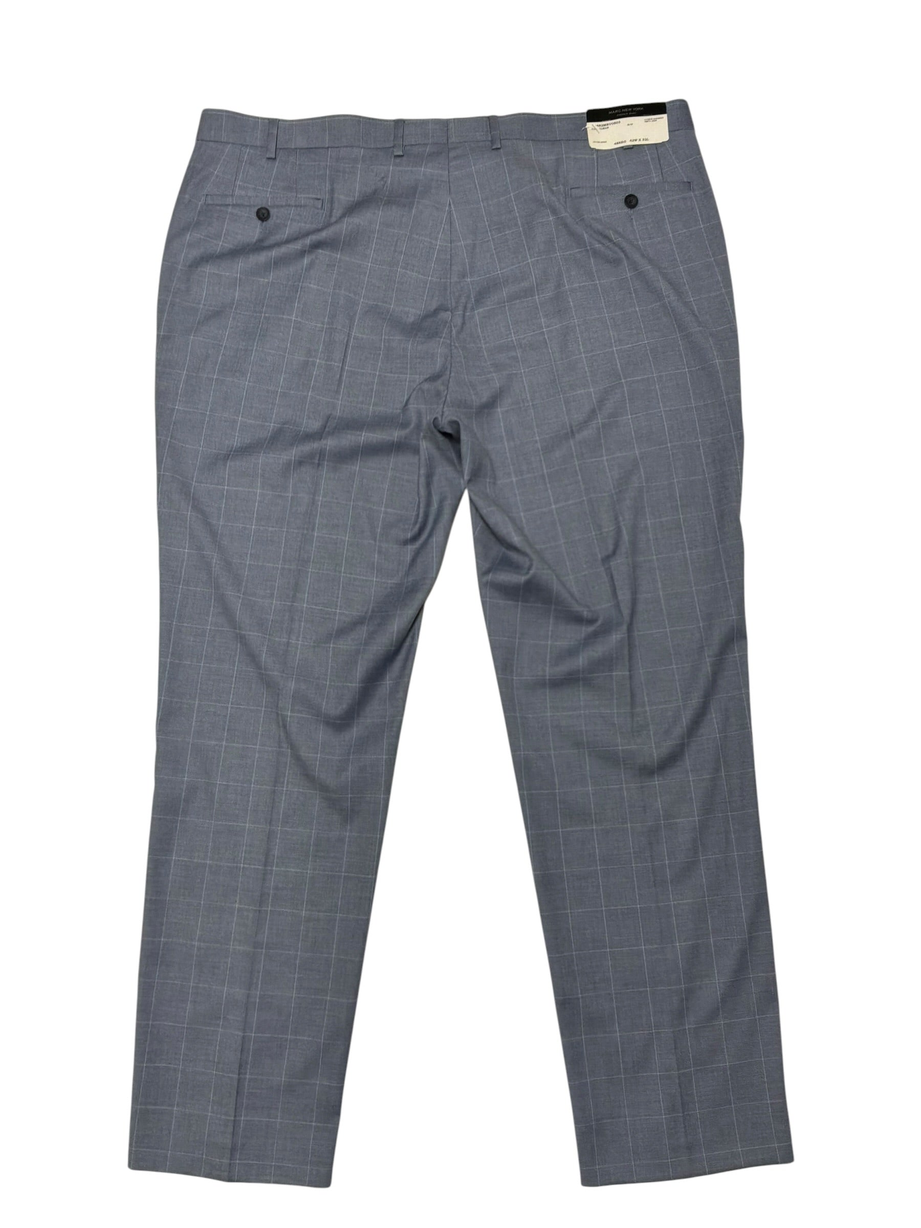 Andrew Marc Mens Slim fit Dress Pants 42 / 32 Light Blue Plaid