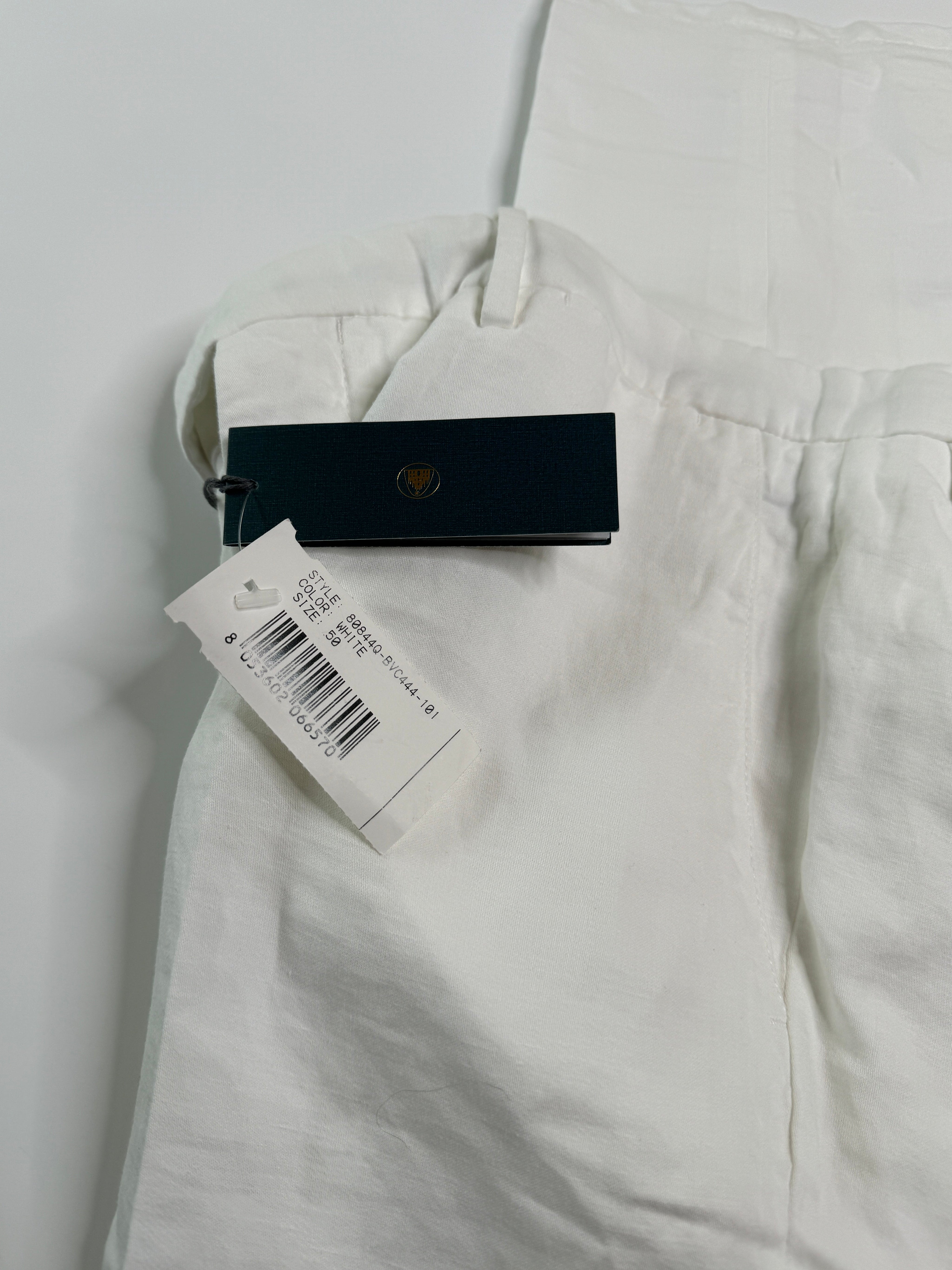 Boglioli Slim Fit White Linen Blend Dress Pants EU 50 US 34 White