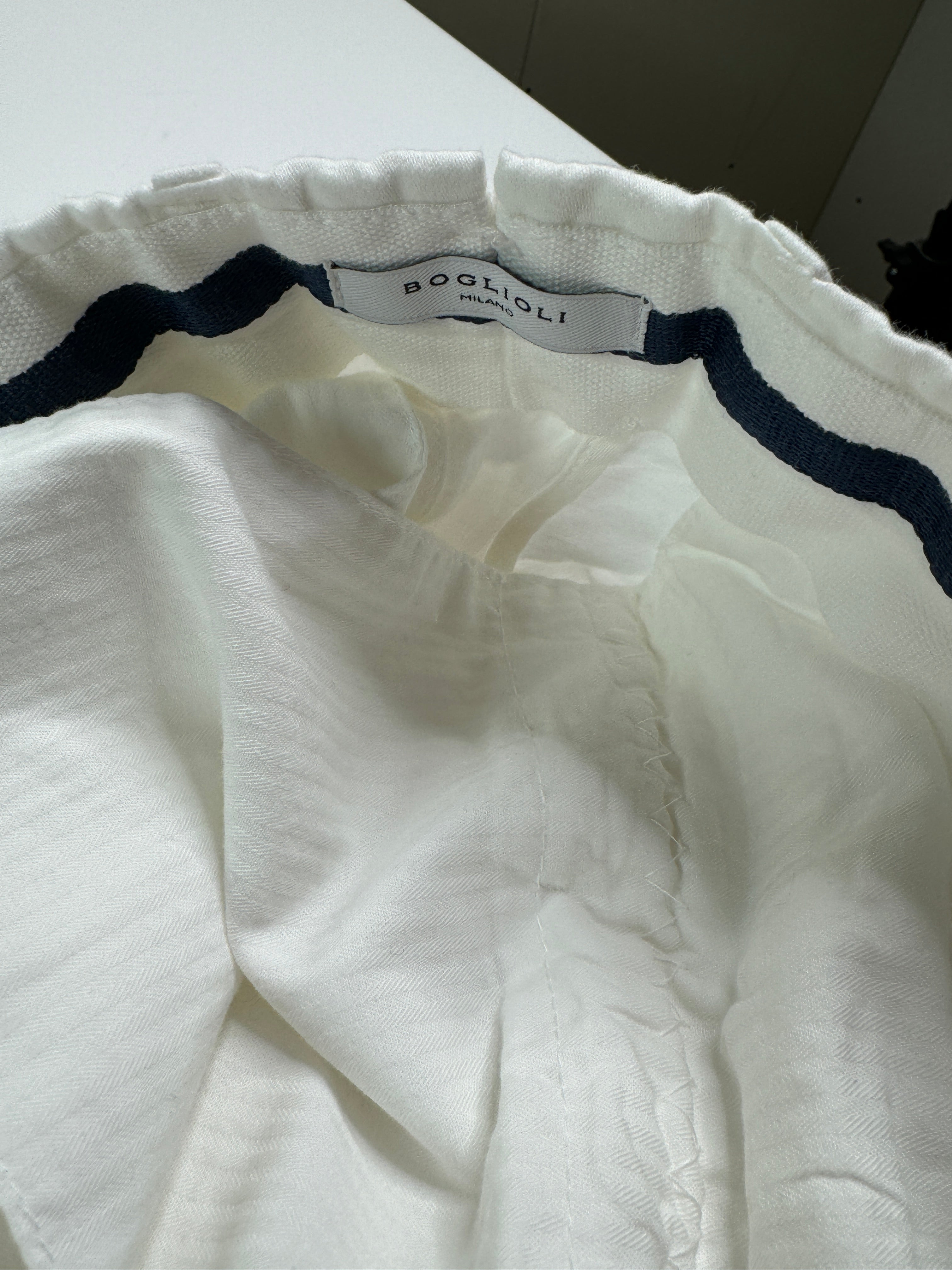 Boglioli Slim Fit White Linen Blend Dress Pants EU 50 US 34 White