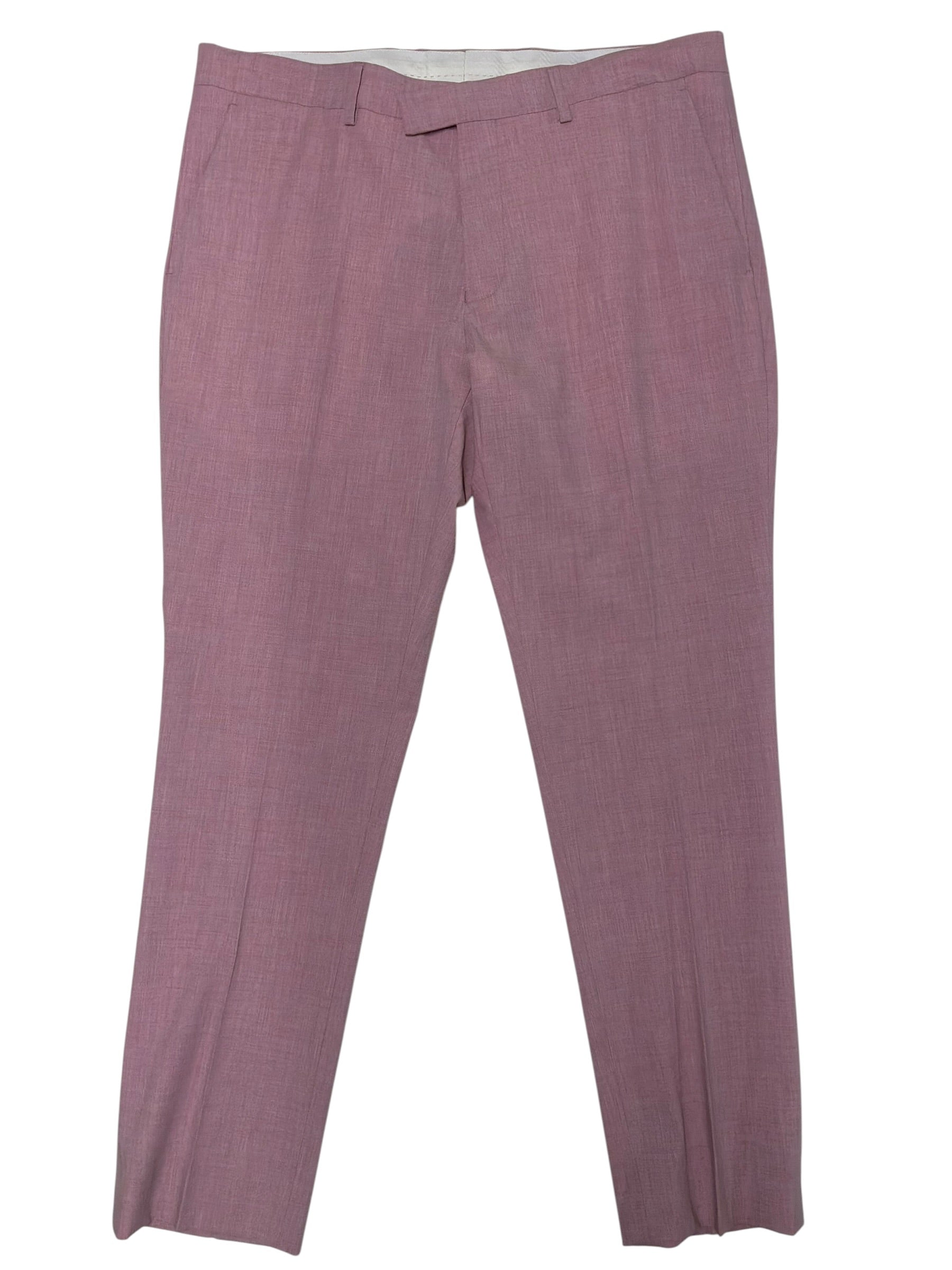 Nick Graham Mens Slim fit Dress Pants 36 / 30 Pink Solid