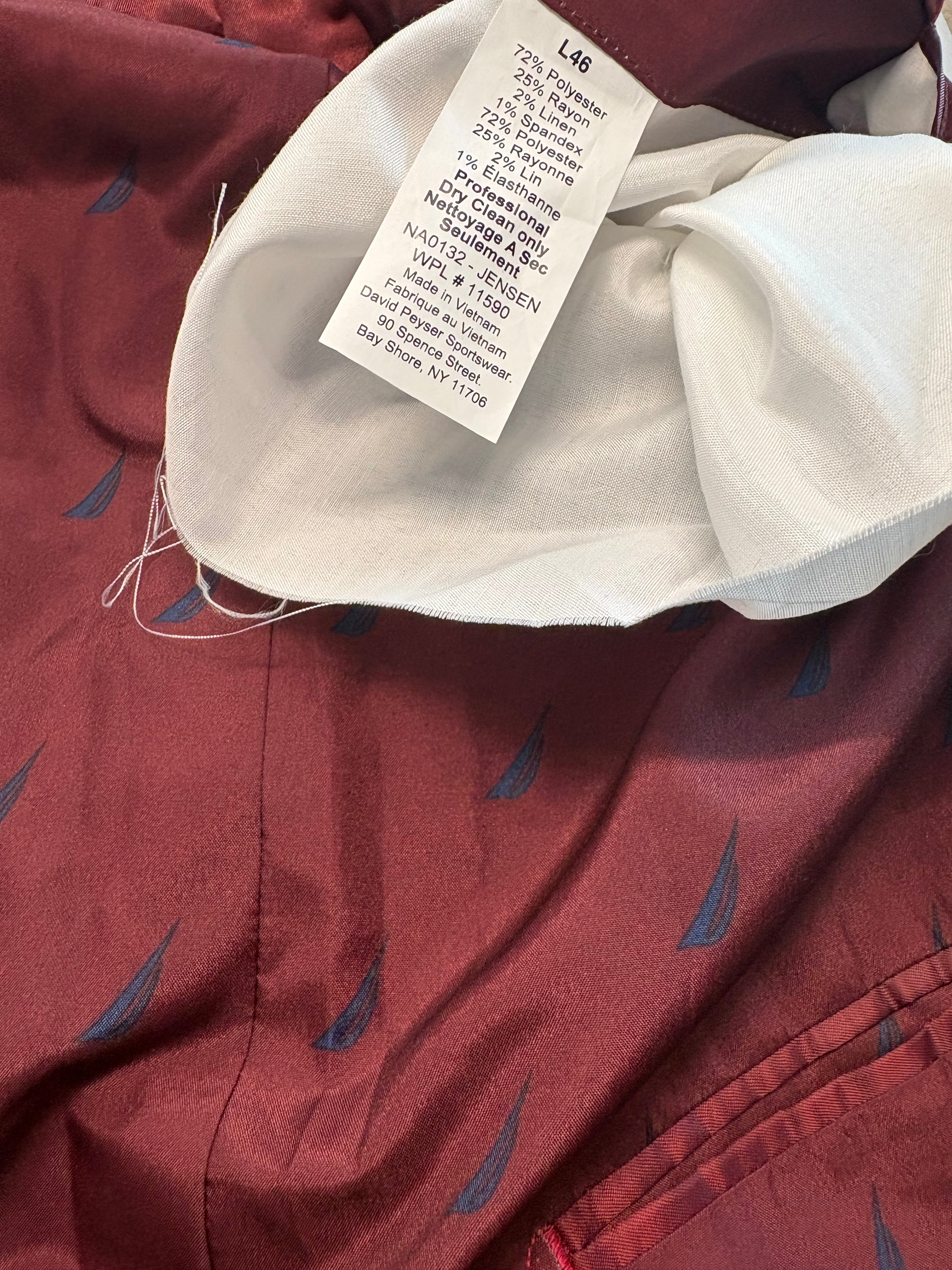 Nautica Mens Modern fit Sport Coat Blazer 46 L Pink Solid Linen