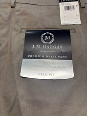Haggar Mens Slim fit Dress Pants 36 / 29 Beige Solid