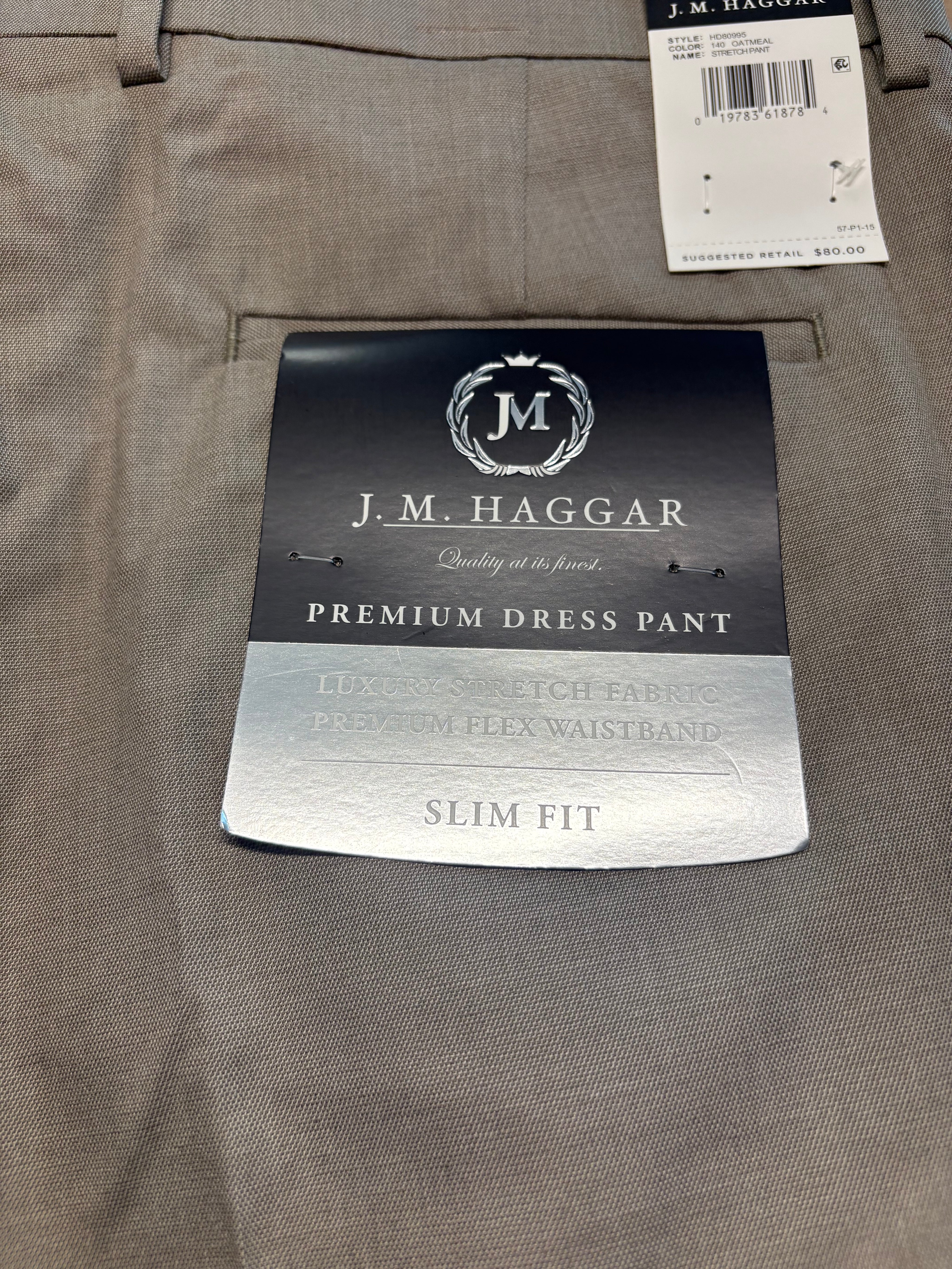 Haggar Mens Slim fit Dress Pants 36 / 29 Beige Solid