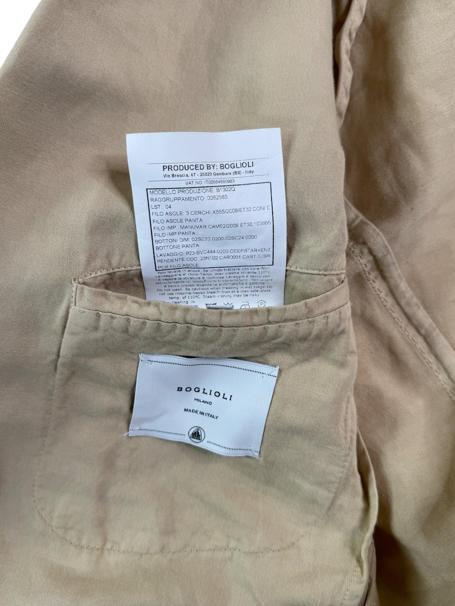 Boglioli Slim Fit Tan Garment Dyed Suit Jacket EU 52R US 42R Tan Khaki