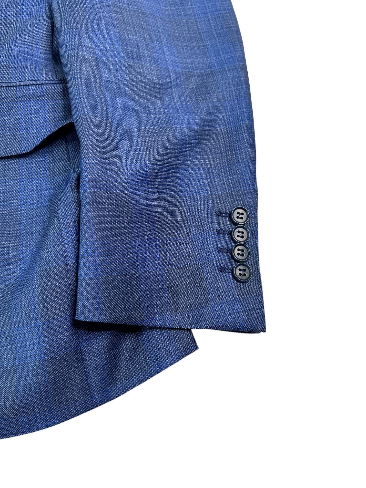 Canali Mens Siena Blue Tonal Plaid Sport Coat Blazer EU 48C US 38S