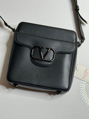 Valentino Garavani Leather Camera Case Protective Carry Bag for DSLR Black Leather