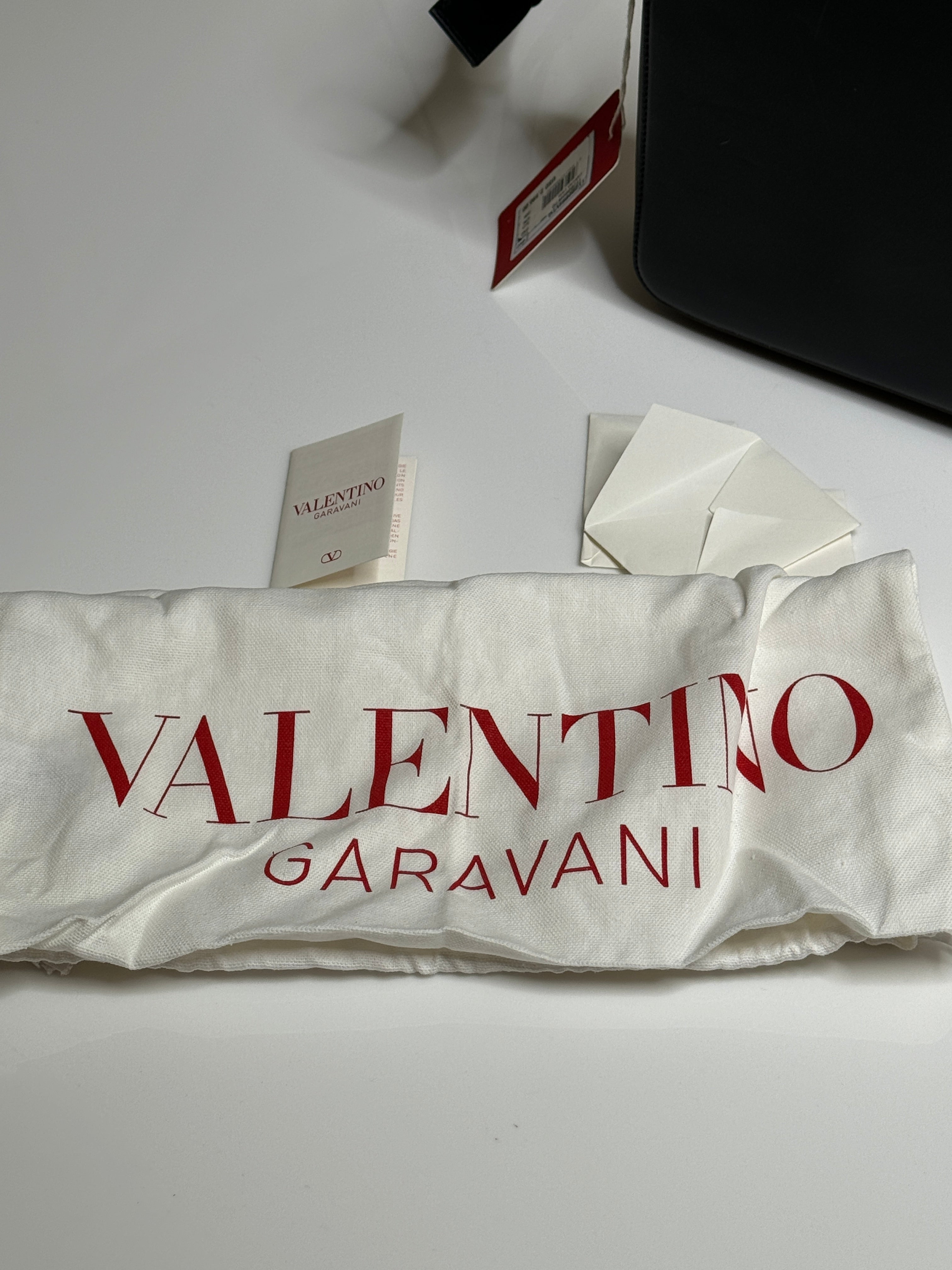 Valentino Garavani Leather Camera Case Protective Carry Bag for DSLR Black Leather
