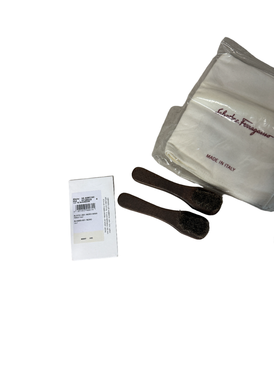 Salvatore Ferragamo Small Gancini Shoe Kit Leather Black Made in Italy