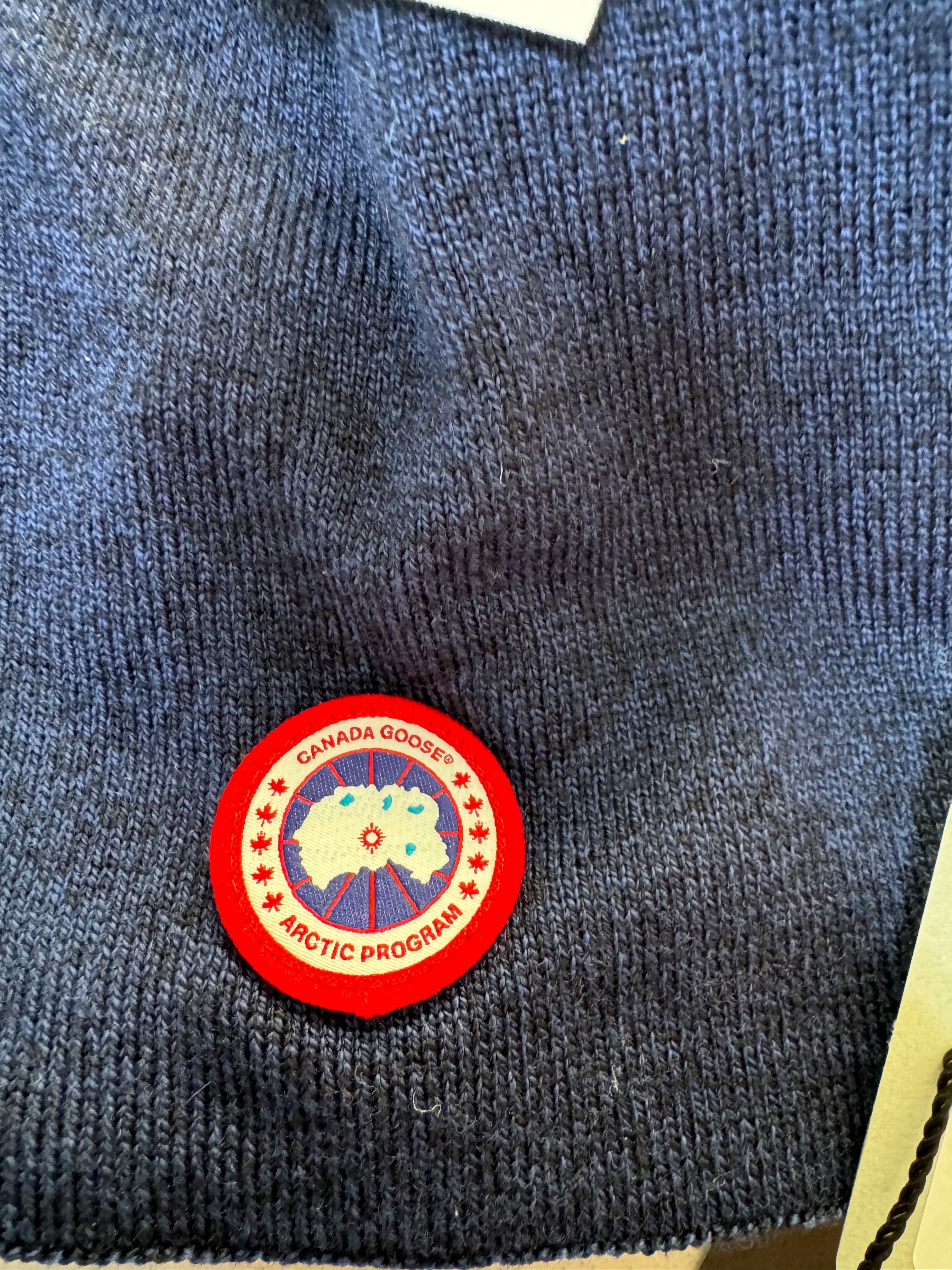 Canada Goose Knit Beanie One Size Navy Blue Wool Blend