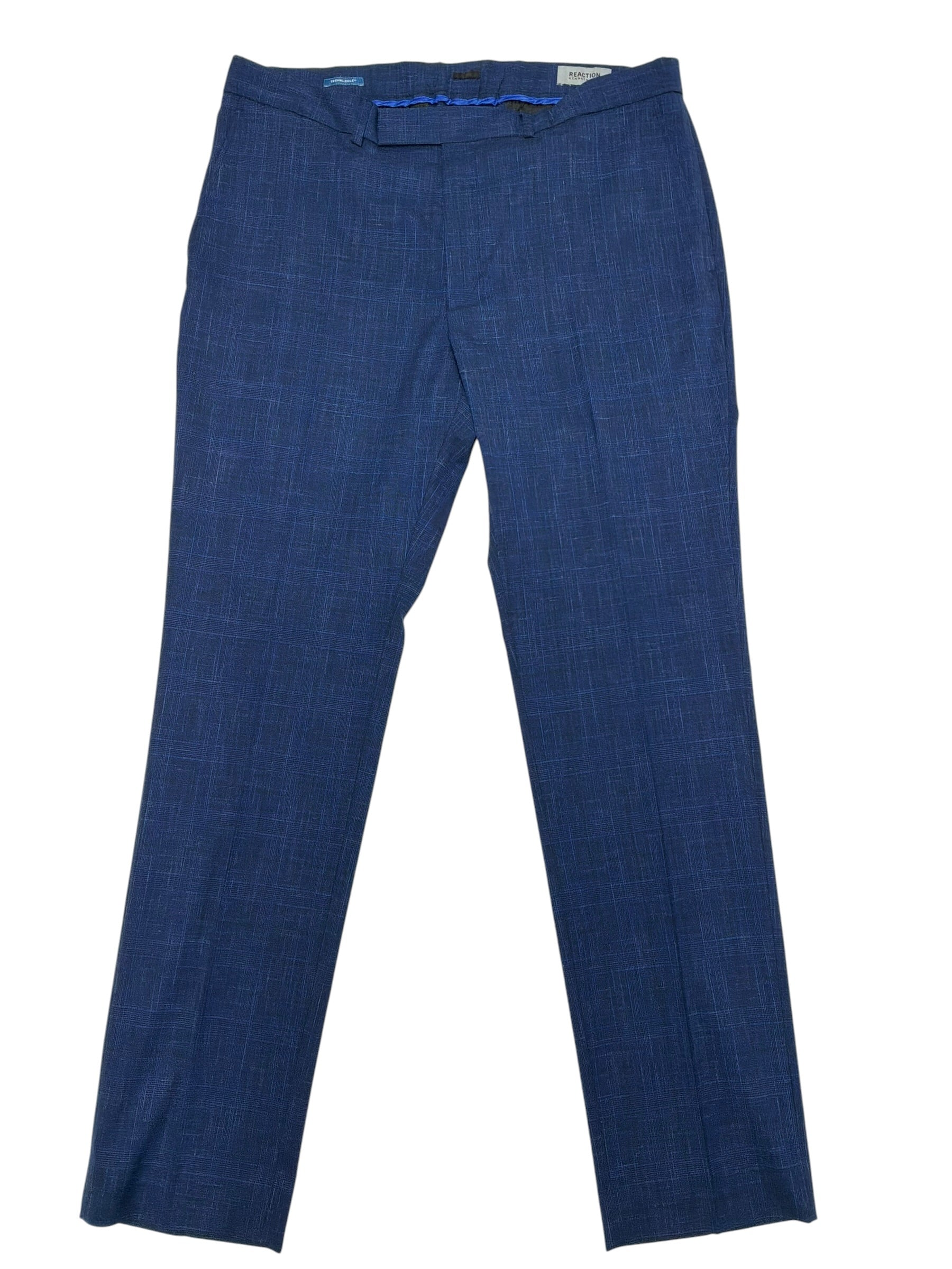 Kenneth Cole Mens Slim fit Dress Pants 37 / 32 Blue Plaid