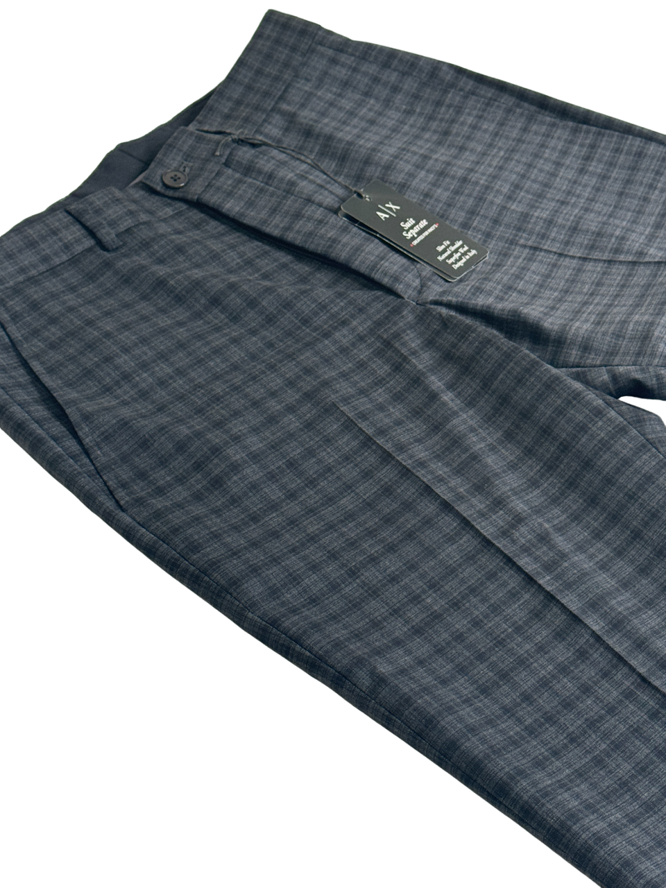 AX Armani Exchange Mens Slim Fit Wool Dress Pants 30 x 30 Grey Plaid