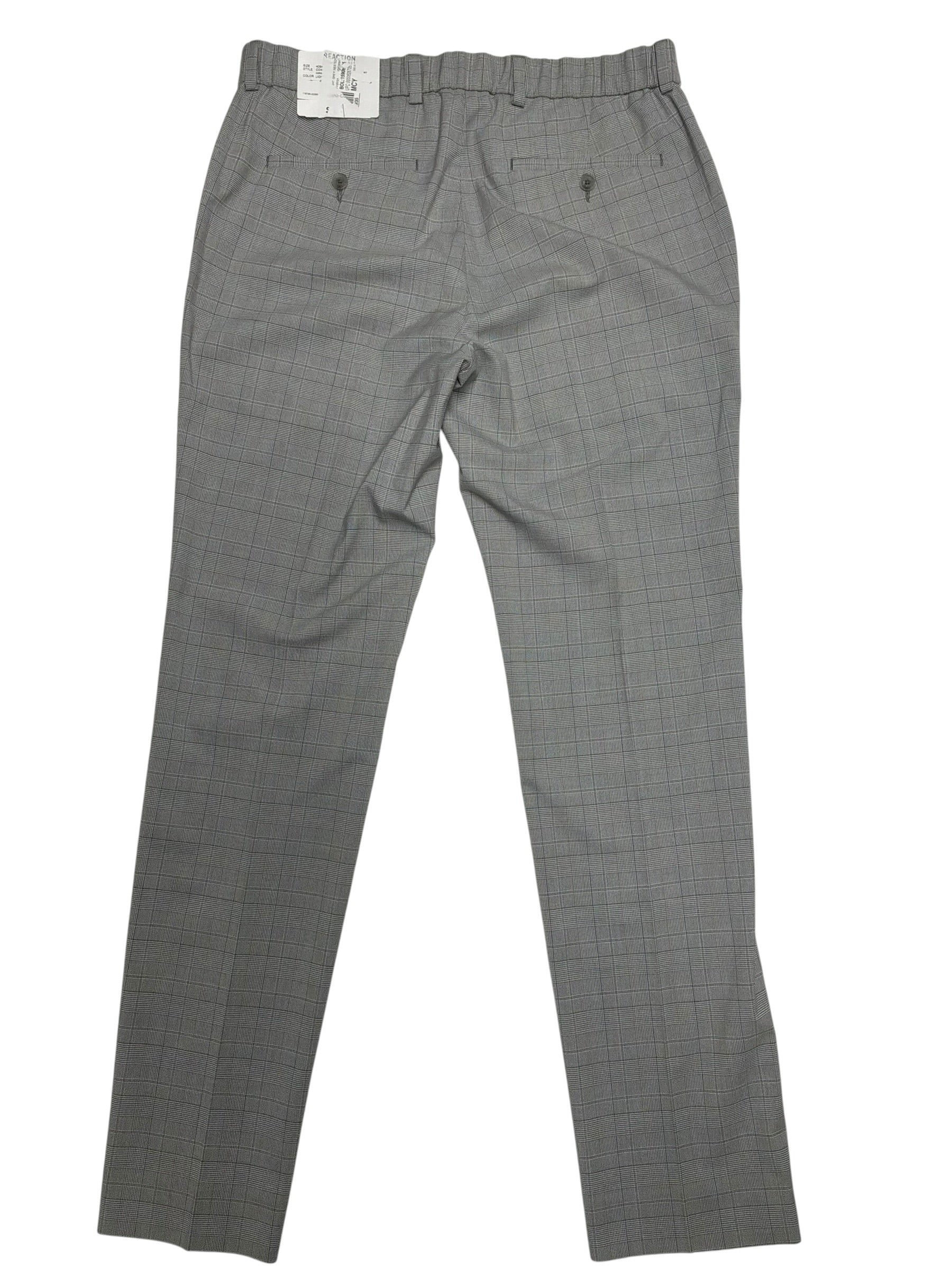 Kenneth Cole Mens Slim fit Dress Pants 33 / 32 Light Grey Plaid