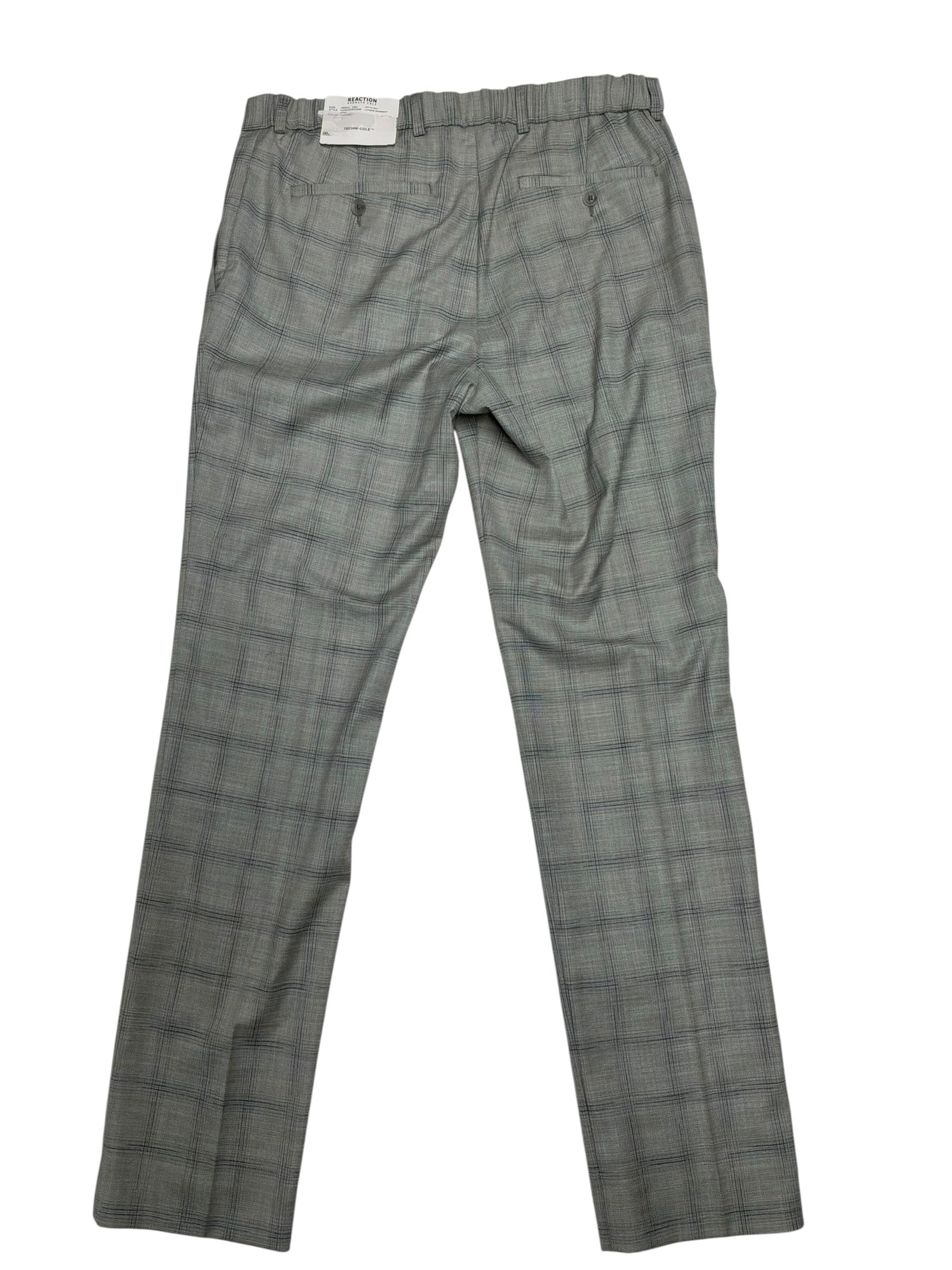 Kenneth Cole Mens Slim fit Dress Pants 33 / 32 Grey Blue Plaid