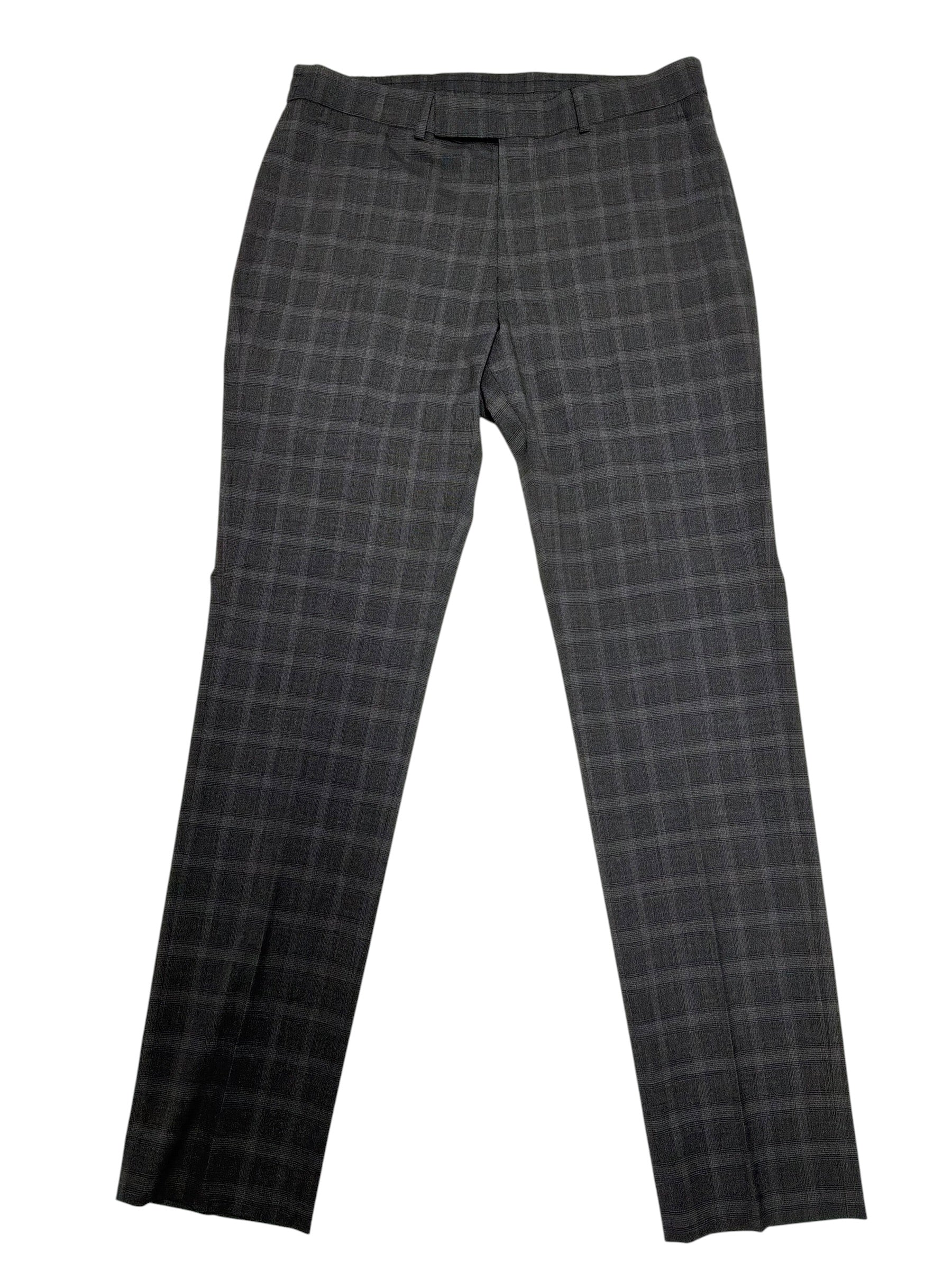 Kenneth Cole Mens Slim fit Dress Pants 37 / 32 Charcoal Grey Plaid