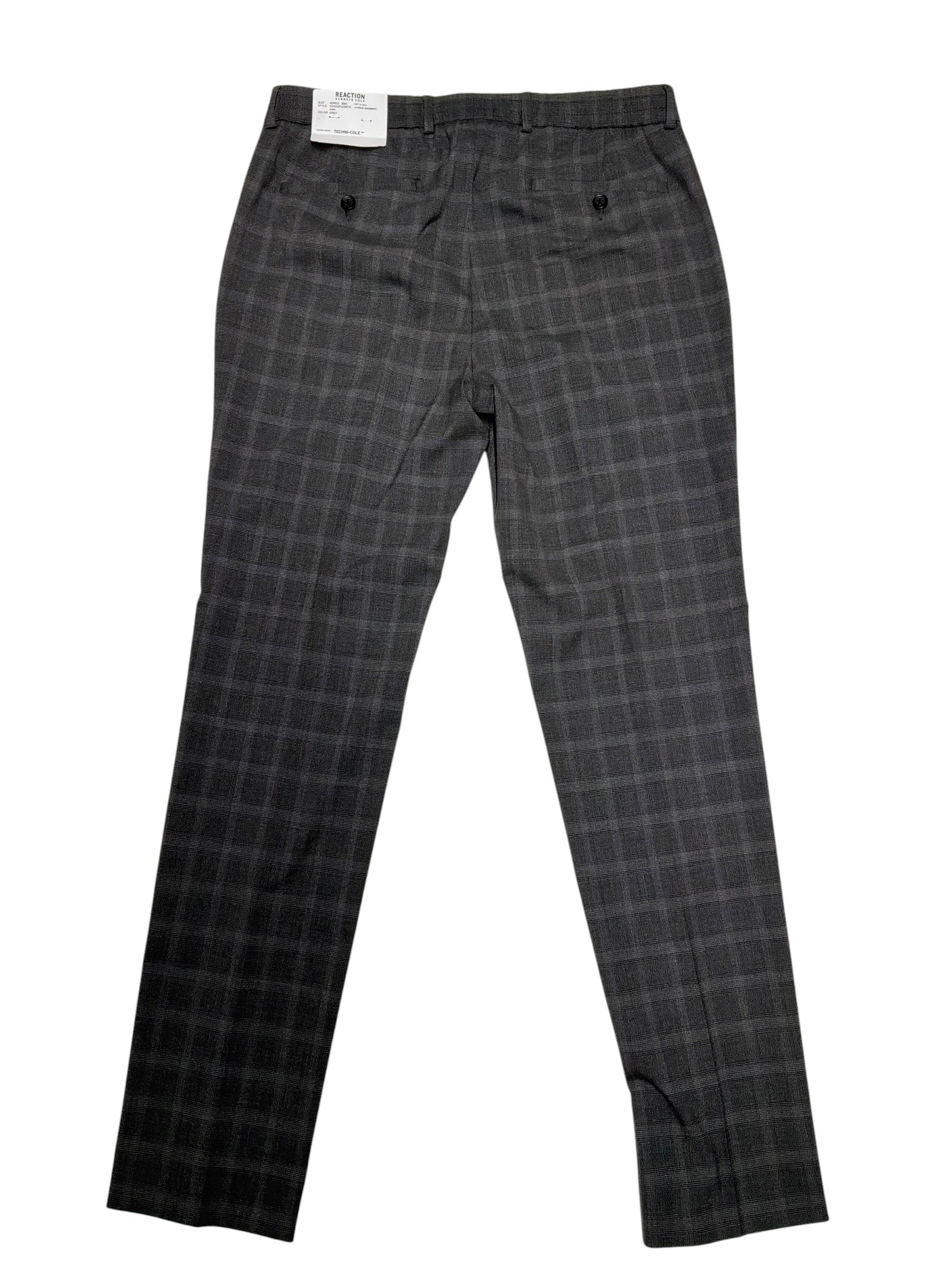 Kenneth Cole Mens Slim fit Dress Pants 33 / 32 Charcoal Grey Plaid