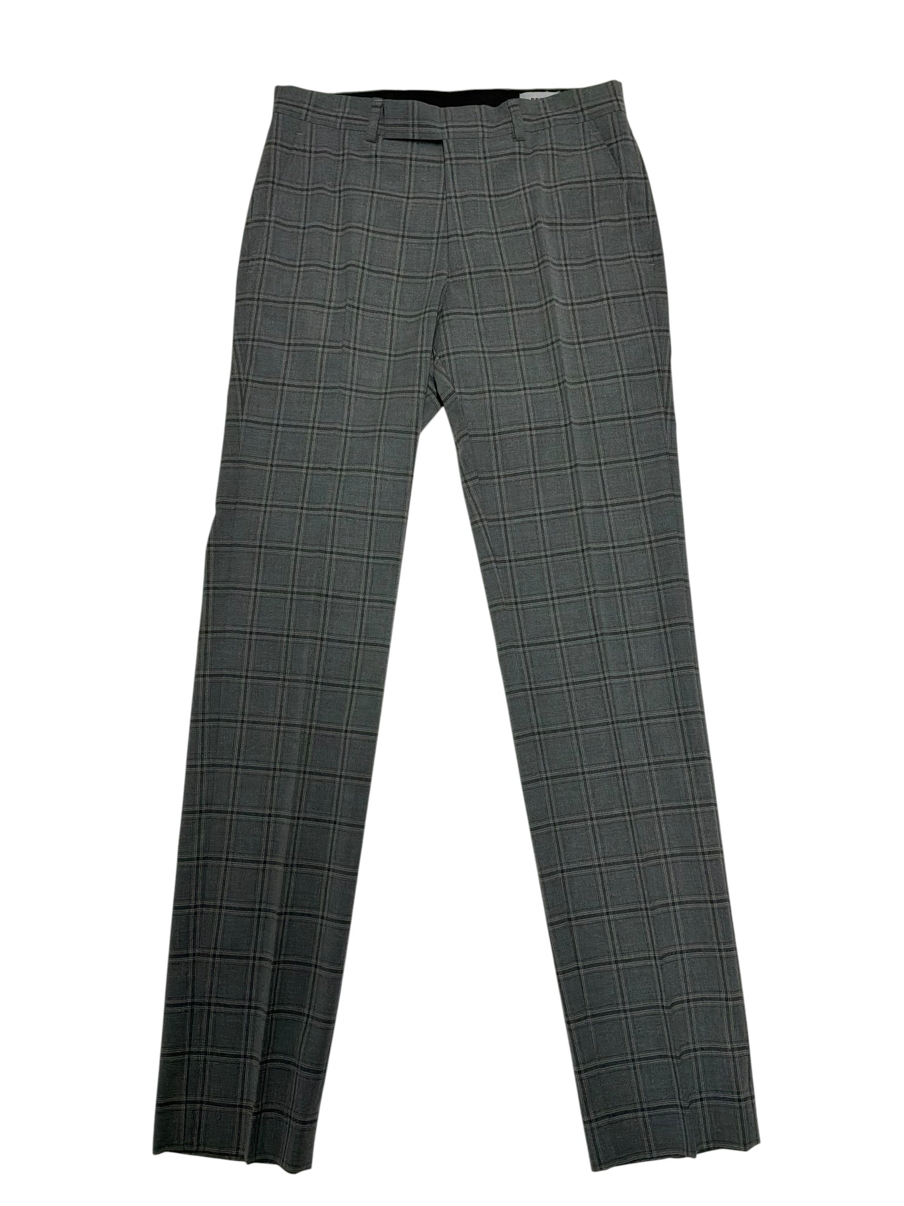 Kenneth Cole Mens Slim fit Dress Pants 29 / 32 Grey Plaid