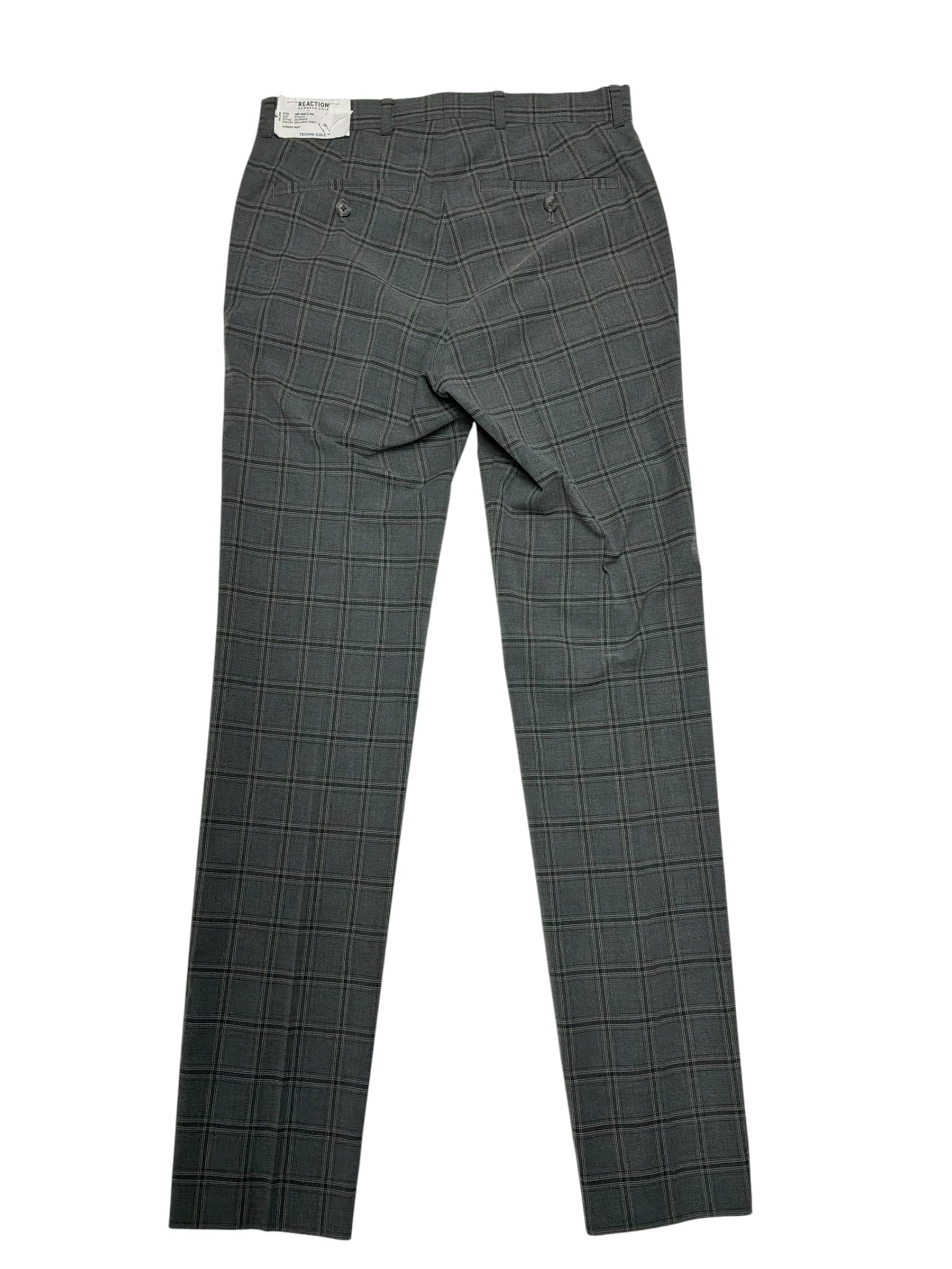 Kenneth Cole Mens Slim fit Dress Pants 29 / 32 Grey Plaid