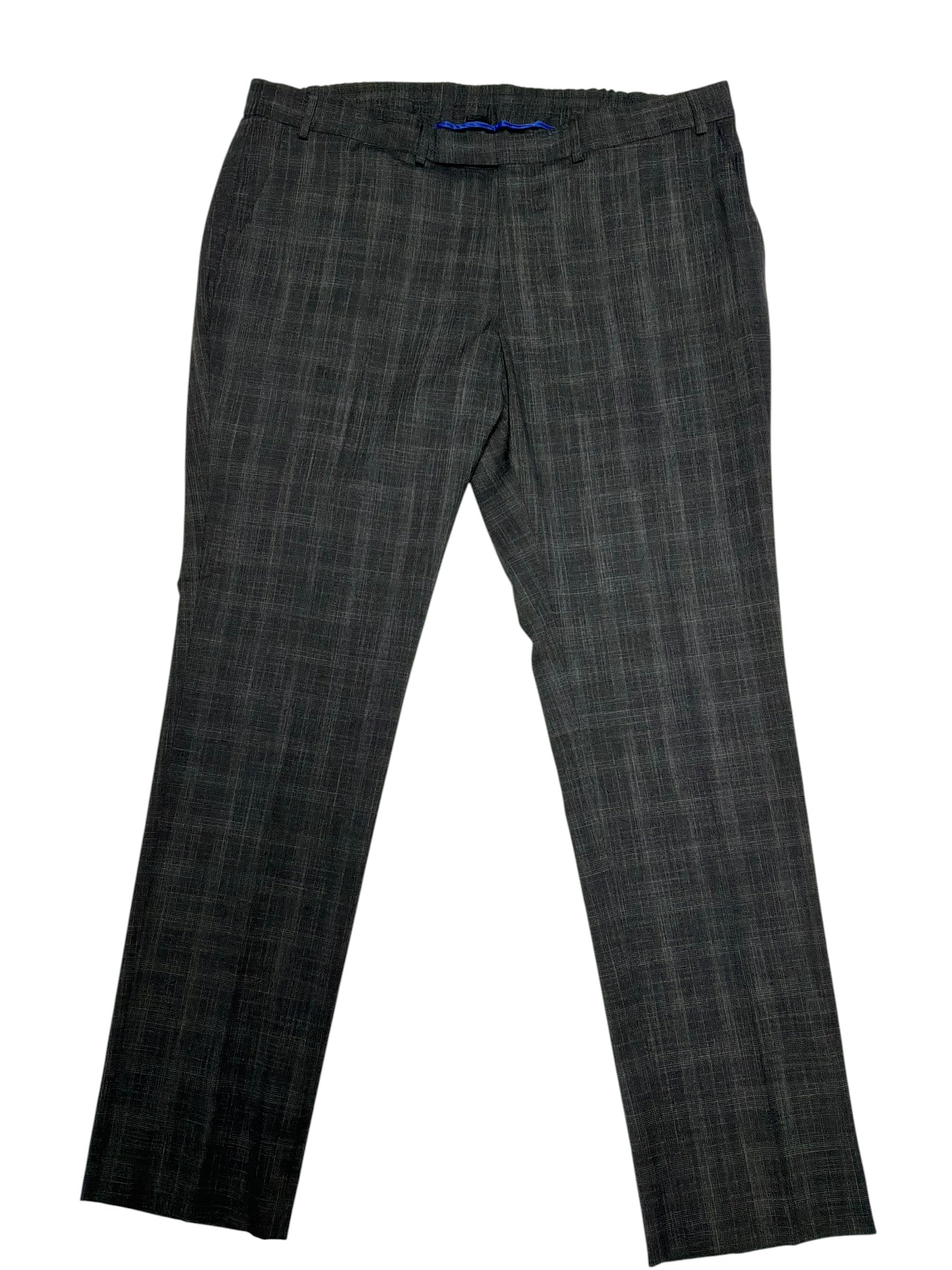Kenneth Cole Mens Slim fit Dress Pants 37 / 32 Charcoal Grey Plaid