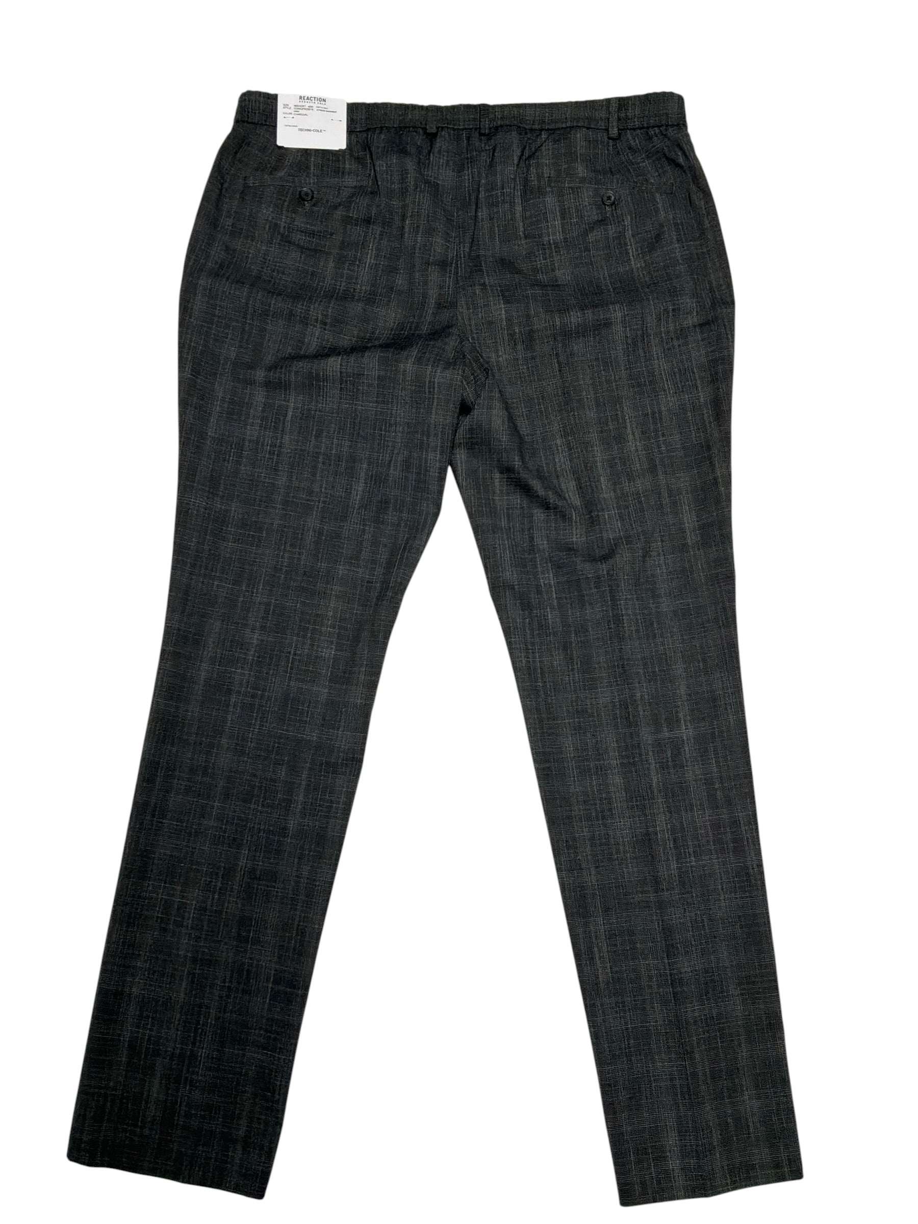 Kenneth Cole Mens Slim fit Dress Pants 37 / 32 Charcoal Grey Plaid