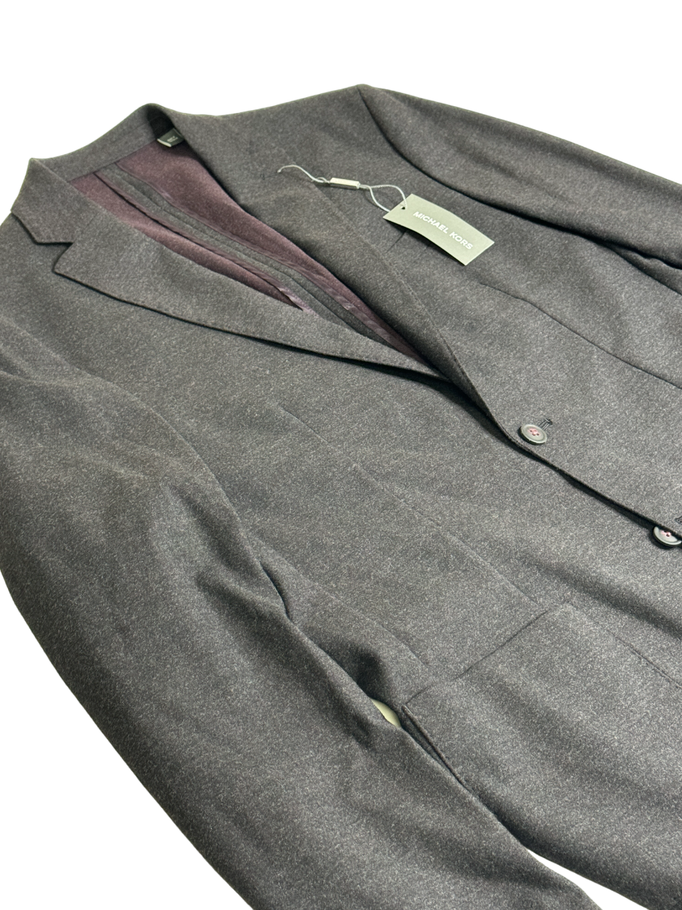 Michael Kors Mens Modern Fit Knit Jersey Blazer Sport Coat 42L Burgundy / Brown