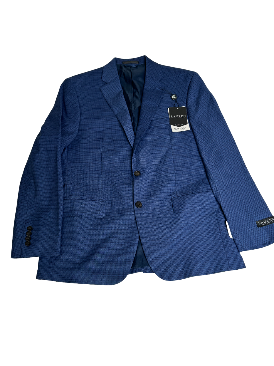 Lauren Ralph Lauren Mens Classic Fit Sport Coat Blazer 48L Bright Blue Check