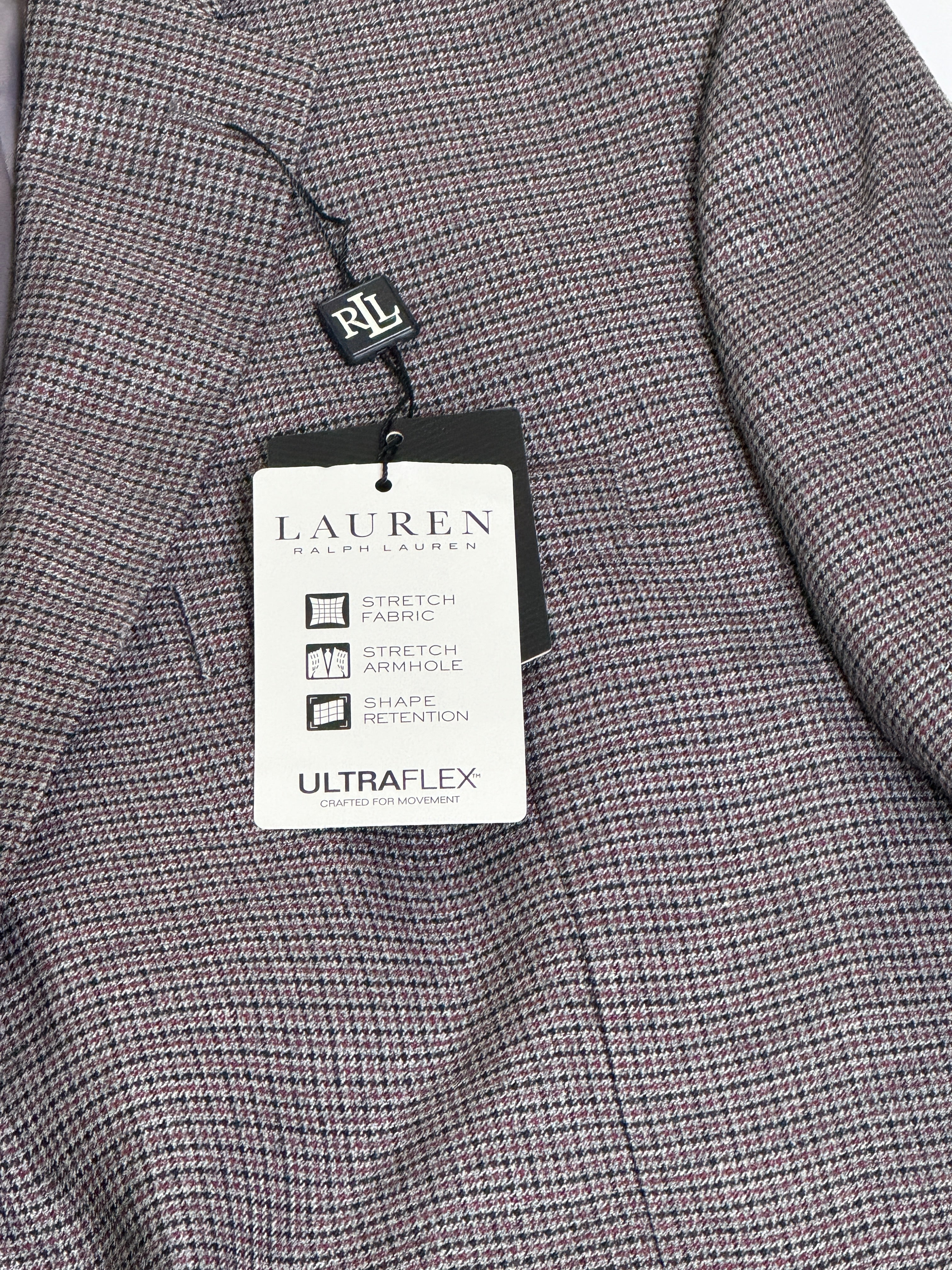 Lauren Ralph Lauren Mens Regular Fit Blazer Sport Coat 42S Red / Grey Check