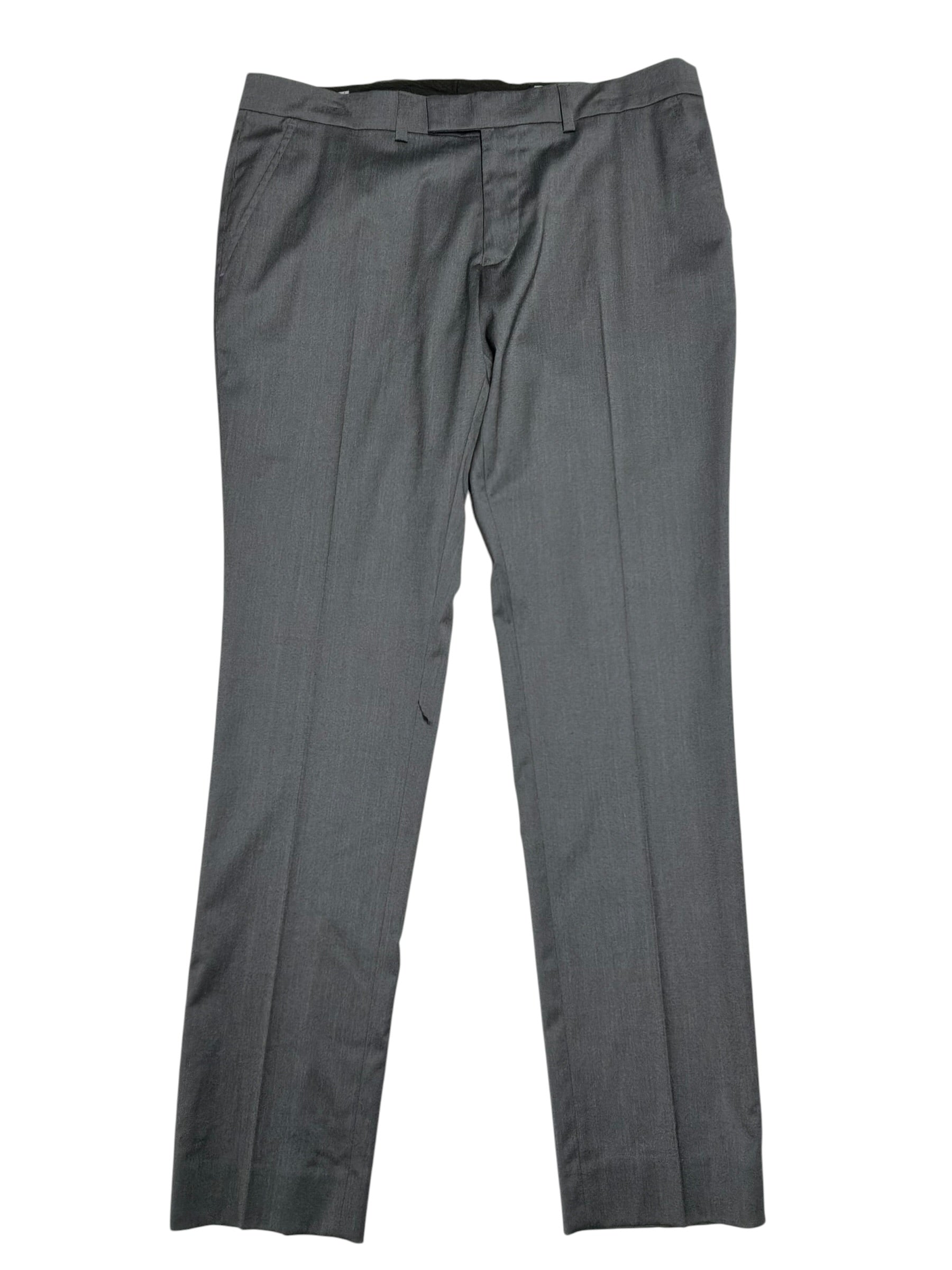 Kenneth Cole Mens Slim fit Dress Pants Pants 35 / 32 Silver Grey Solid