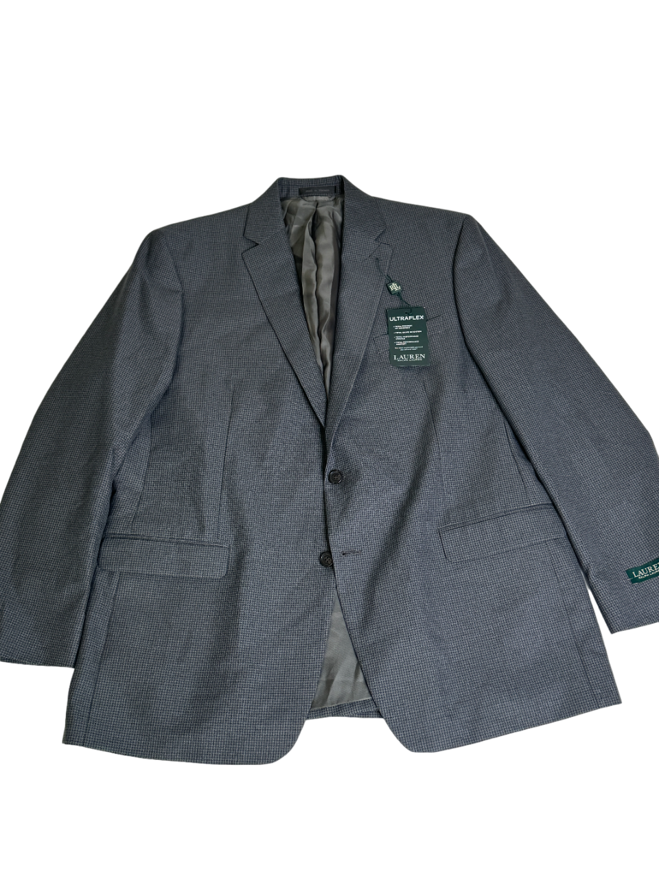 Lauren Ralph Lauren Mens Classic Fit Sport Coat Blazer 46L Grey / Blue Check