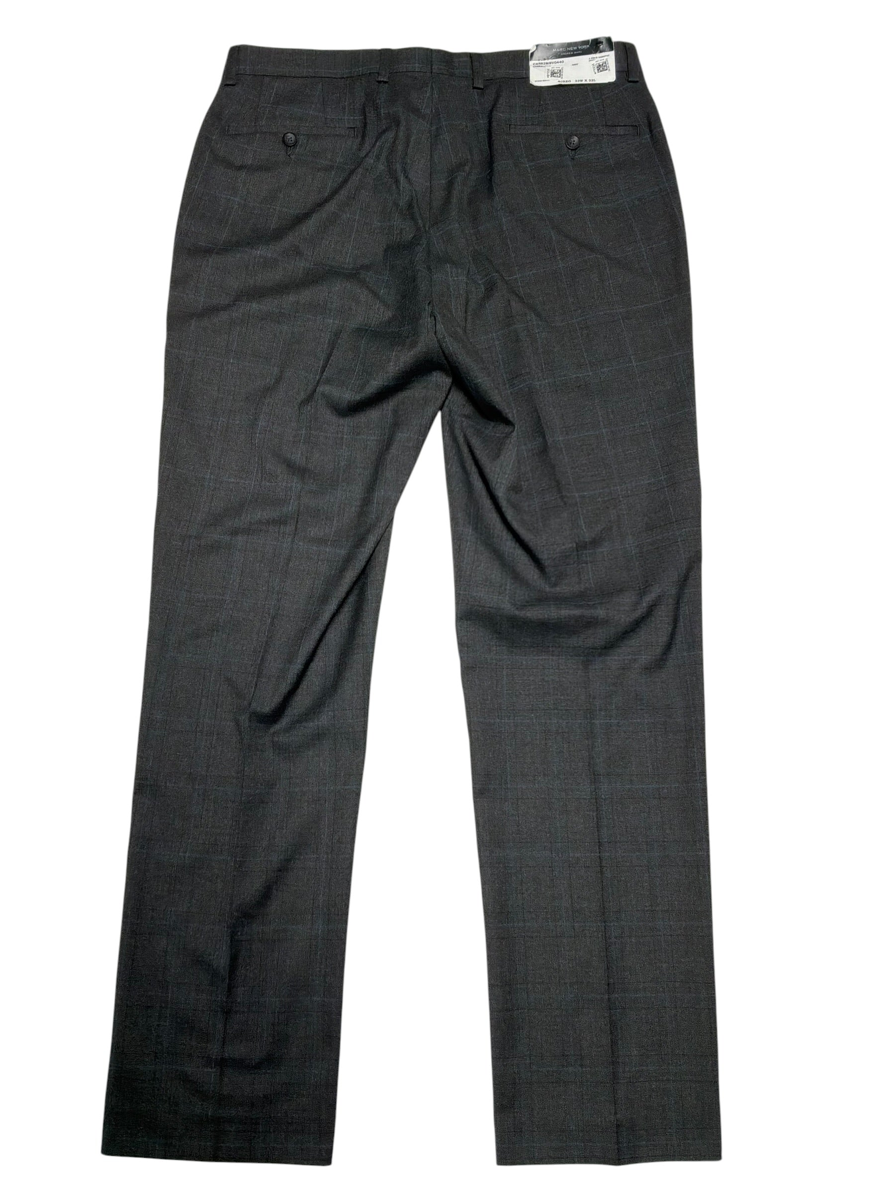 Andrew Marc Mens Modern fit Dress Pants 33 / 32 Charcoal Grey Plaid