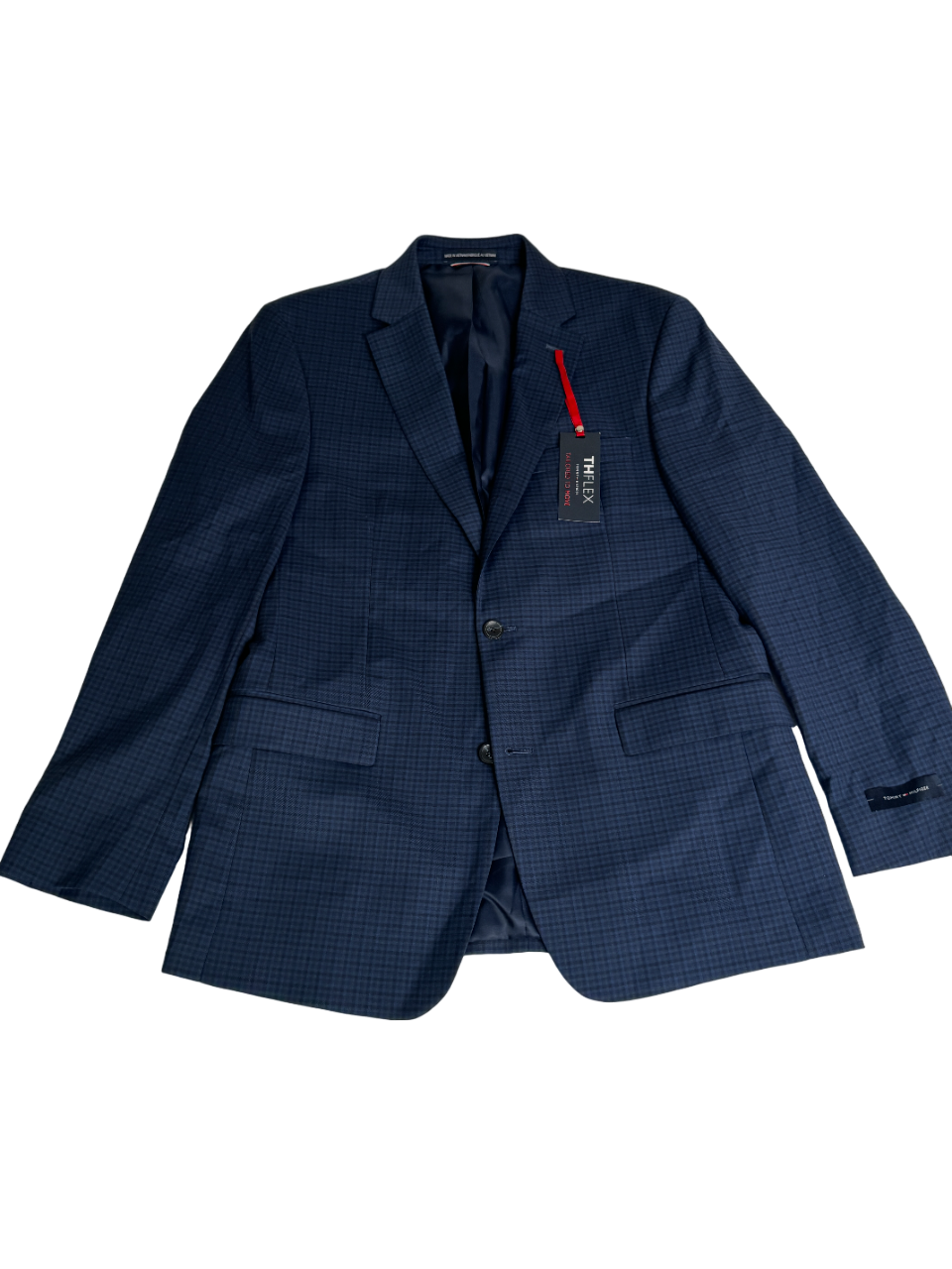 Tommy Hilfiger Mens Modern Fit Sport Coat Blazer 40R Navy Blue Plaid Check Wool