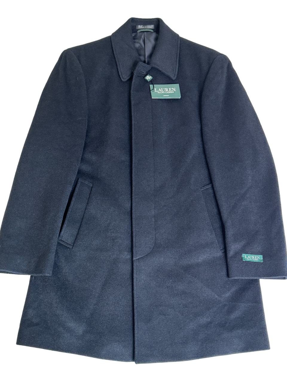 Lauren Ralph Lauren Jake Solid Wool-Blend Overcoat Coat 36S Navy Blue