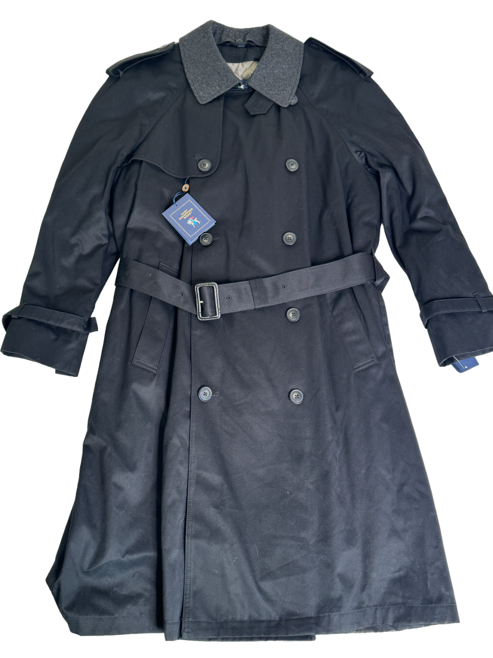 Hart Schaffner Marx Barrington Classic Fit Cotton Blend Trench Coat 38R Black