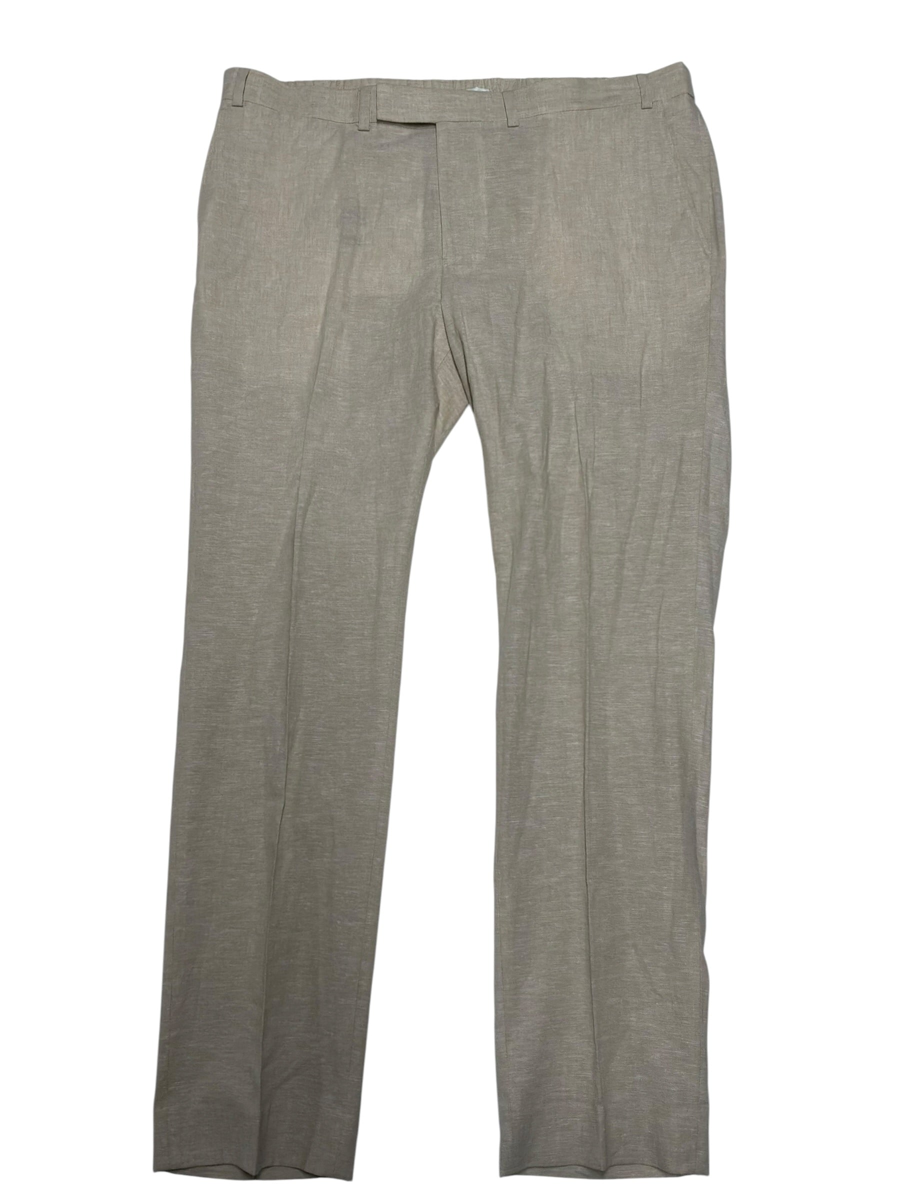 Kenneth Cole Mens Slim fit Dress Pants 40 / 32 Tan Beige Linen Linen
