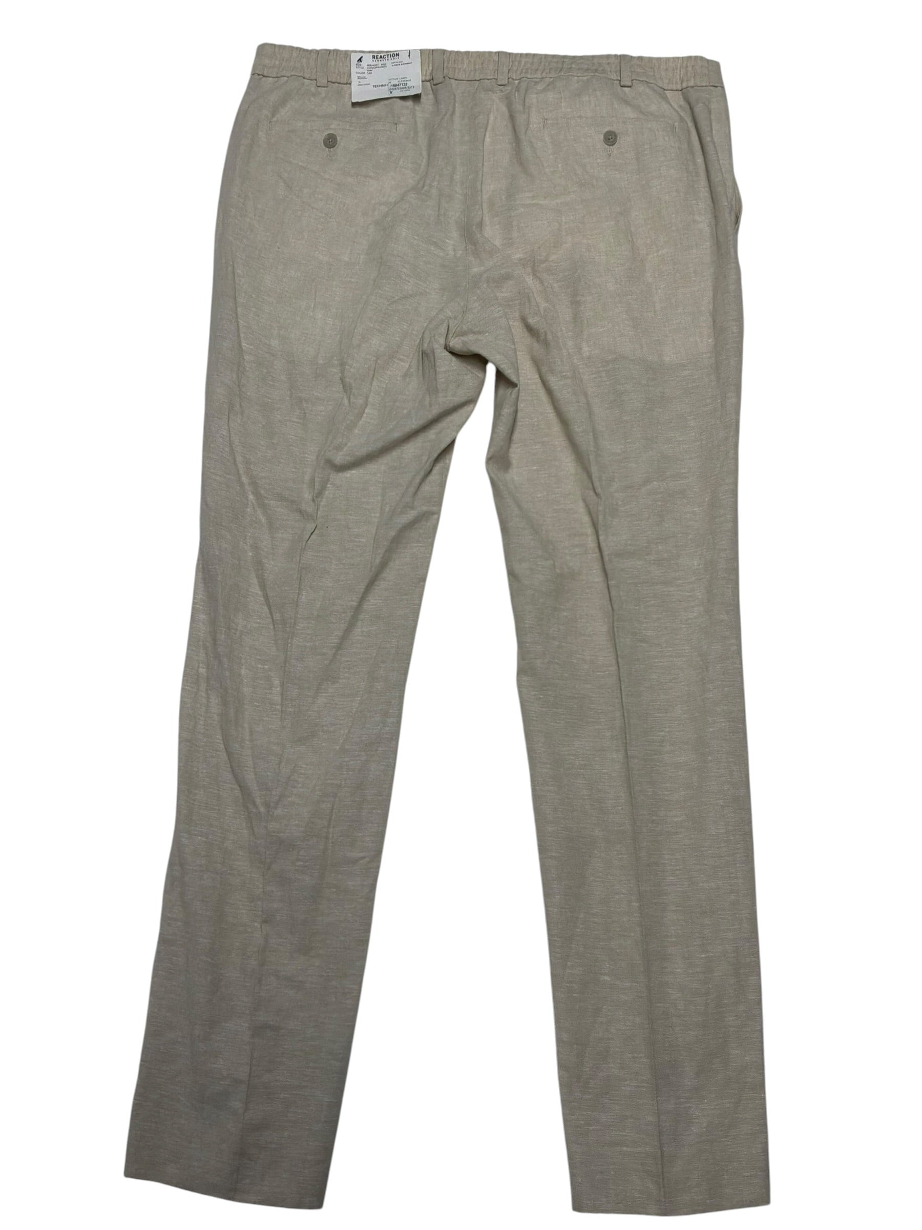 Kenneth Cole Mens Slim fit Dress Pants 40 / 32 Tan Beige Linen Linen