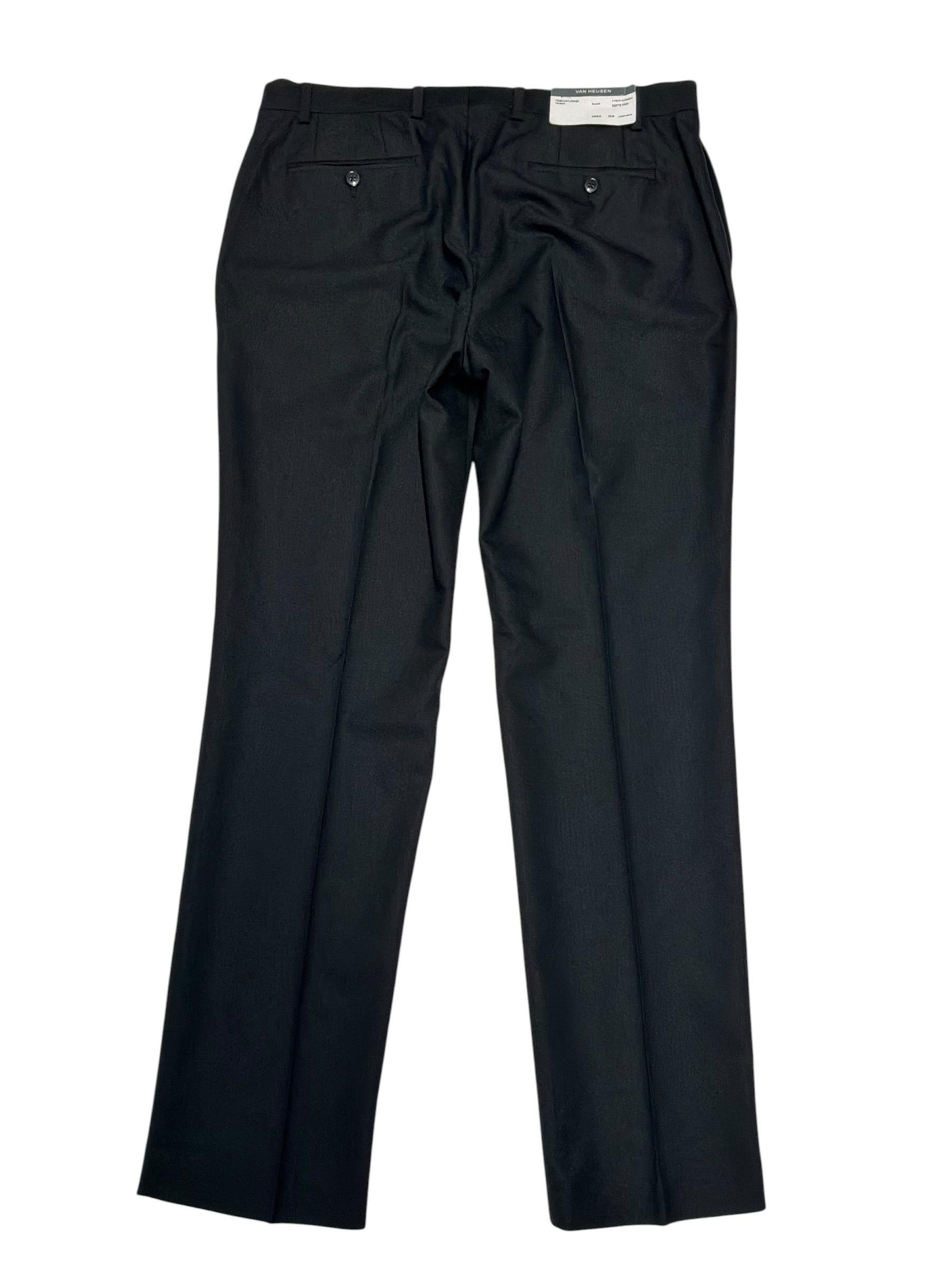 Van Heusen Mens Slim fit Dress Pants 35 / 32 Black Solid