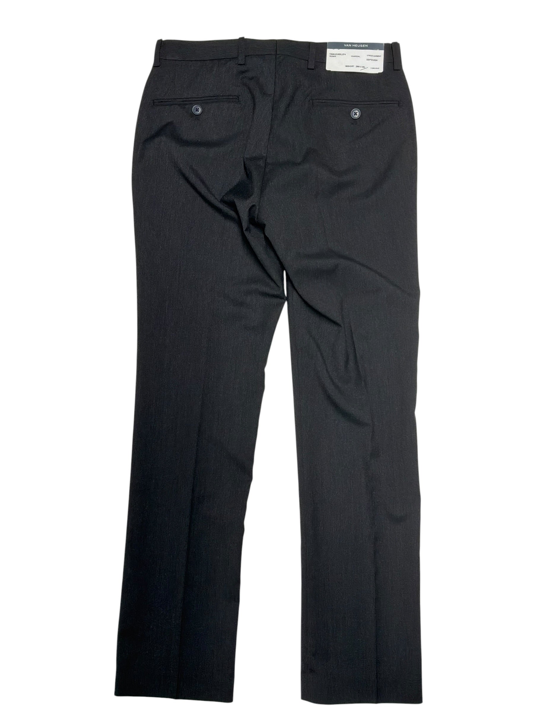 Van Heusen Mens Slim fit Dress Pants 37 / 30 Charcoal Grey Solid