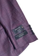 Men's Store Bloomingdales Berry Blue Plaid Sport Coat 42R Purple / Blue Wool