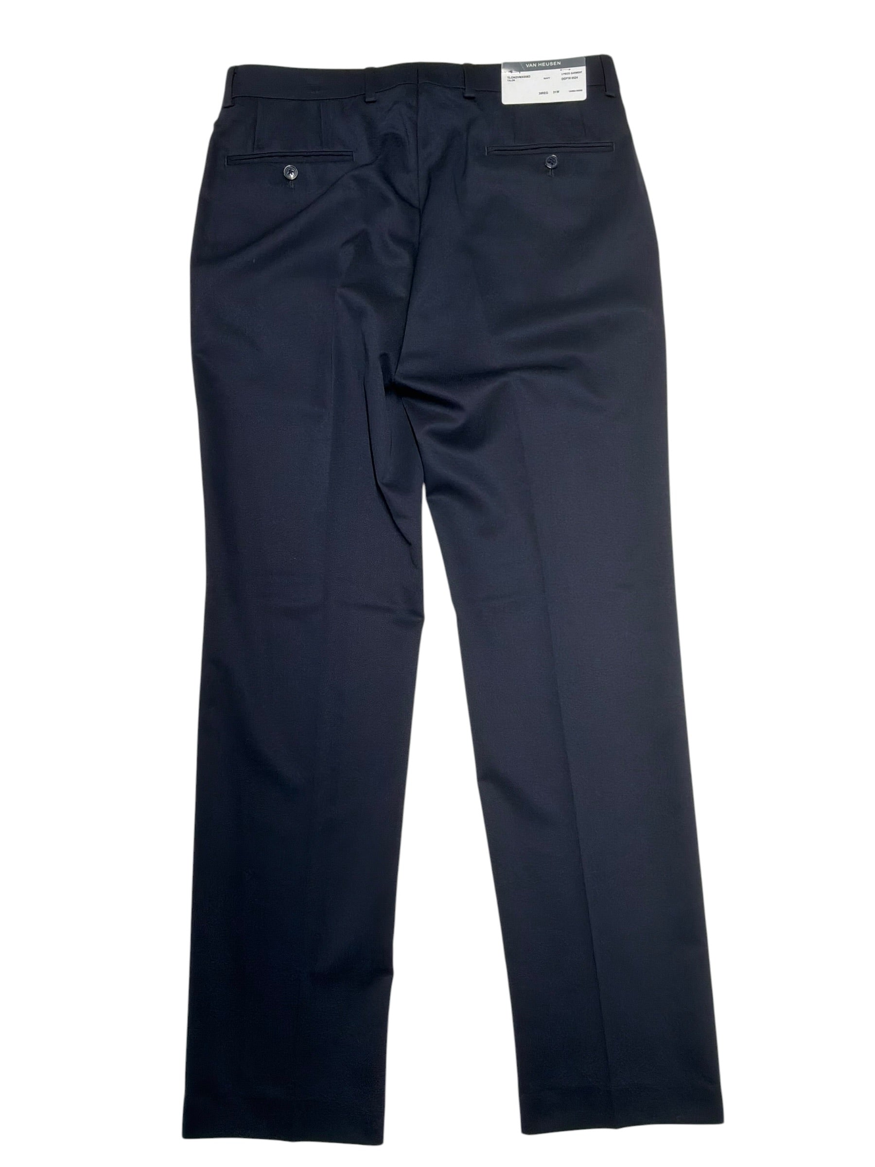 Van Heusen Mens Slim fit Dress Pants 35 / 32 Navy Blue Solid