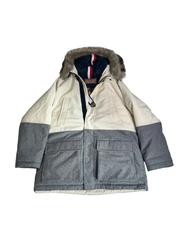 Tommy Hilfiger Mens Filled Storm Parka Coat Medium Cream / Grey WARM!