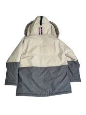 Tommy Hilfiger Mens Filled Storm Parka Coat Medium Cream / Grey WARM!