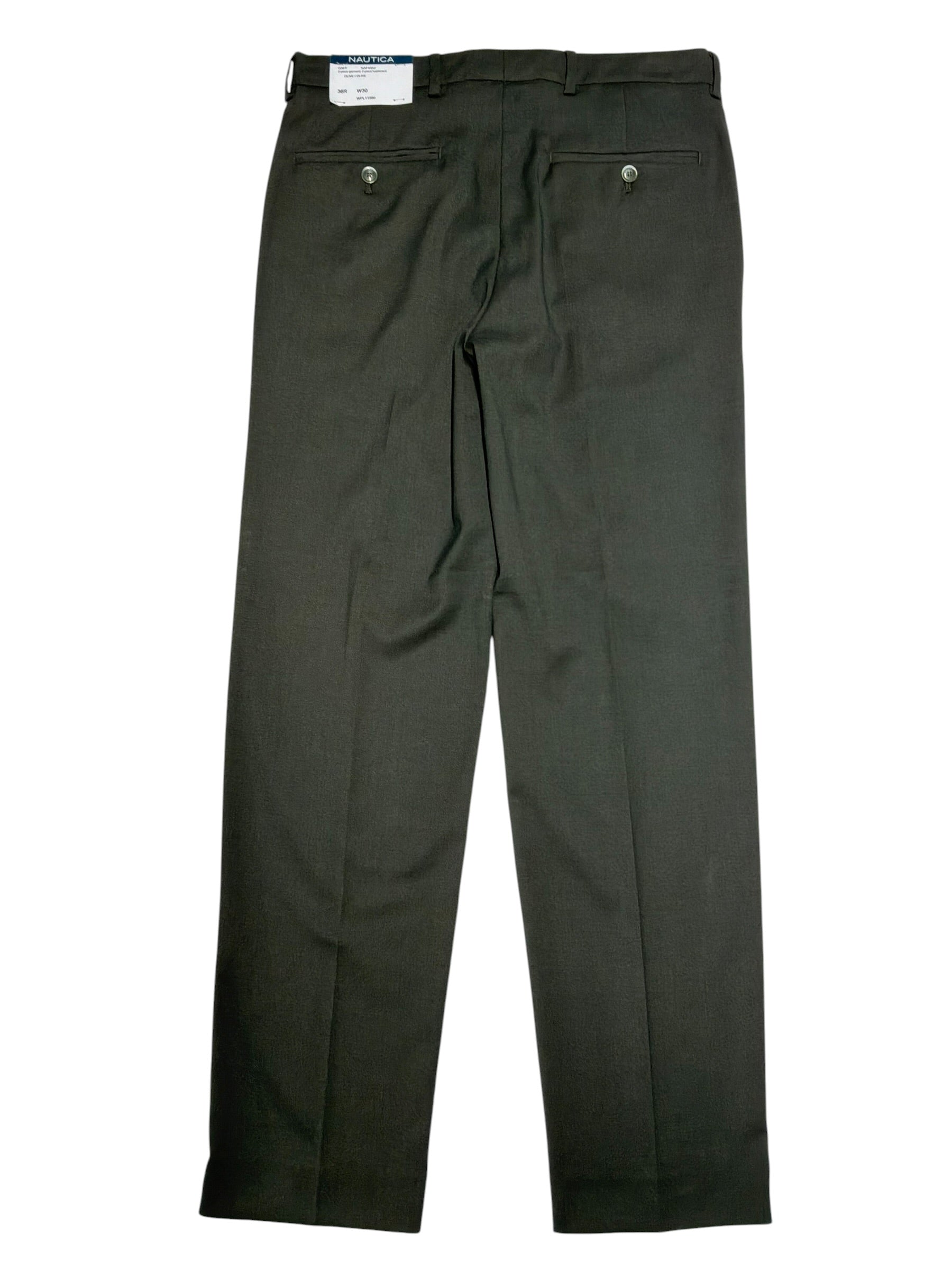 Nautica Mens Modern fit Dress Pants 30 / 32 Olive Green Solid