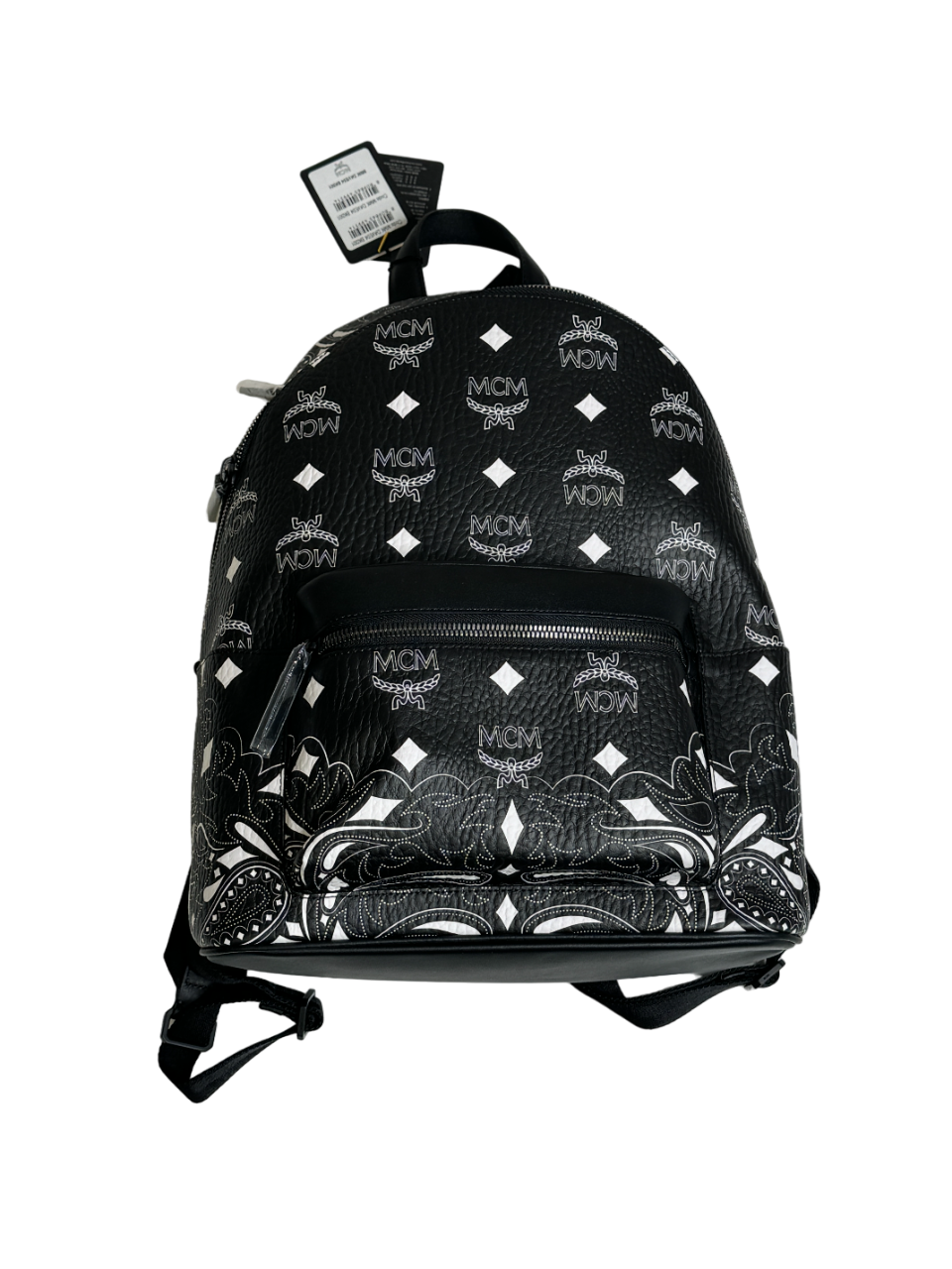 MCM Medium Stark Bandana Visetos Coated Canvas Backpack Black