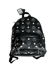 MCM Medium Stark Bandana Visetos Coated Canvas Backpack Black