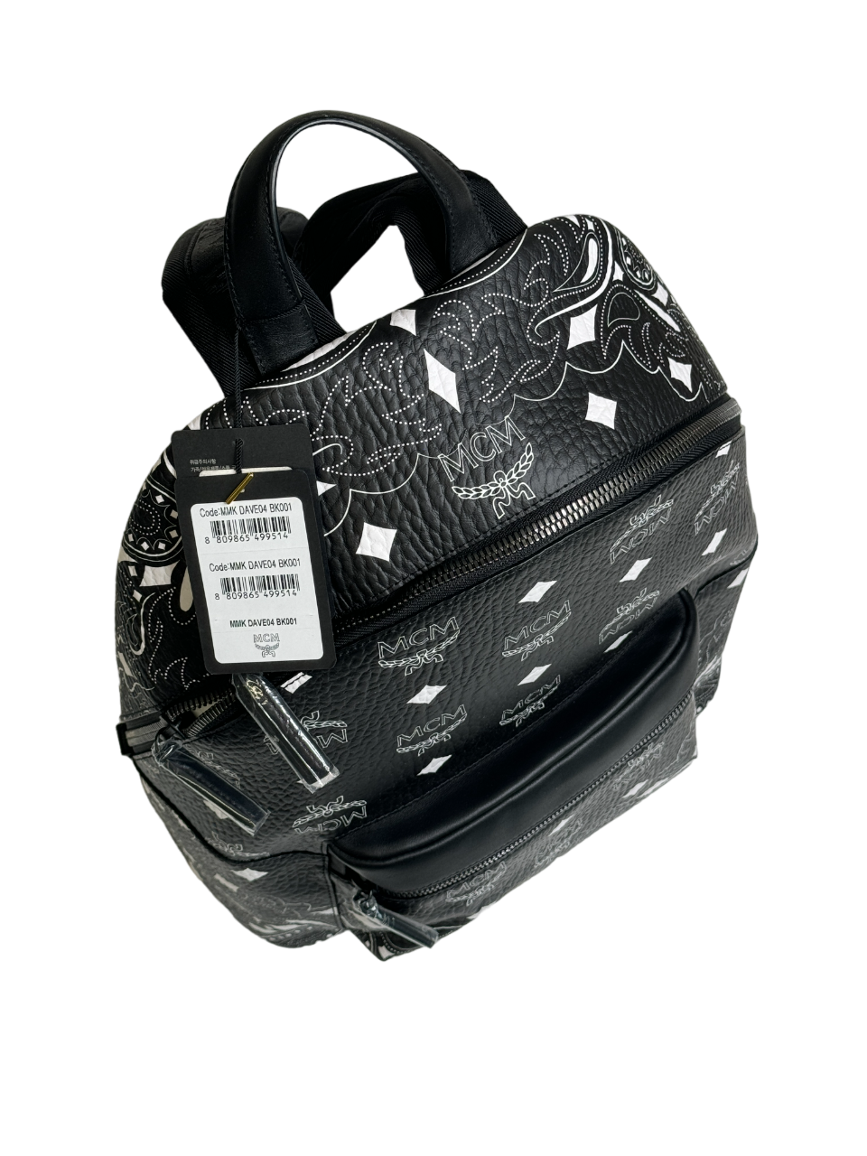 MCM Medium Stark Bandana Visetos Coated Canvas Backpack Black