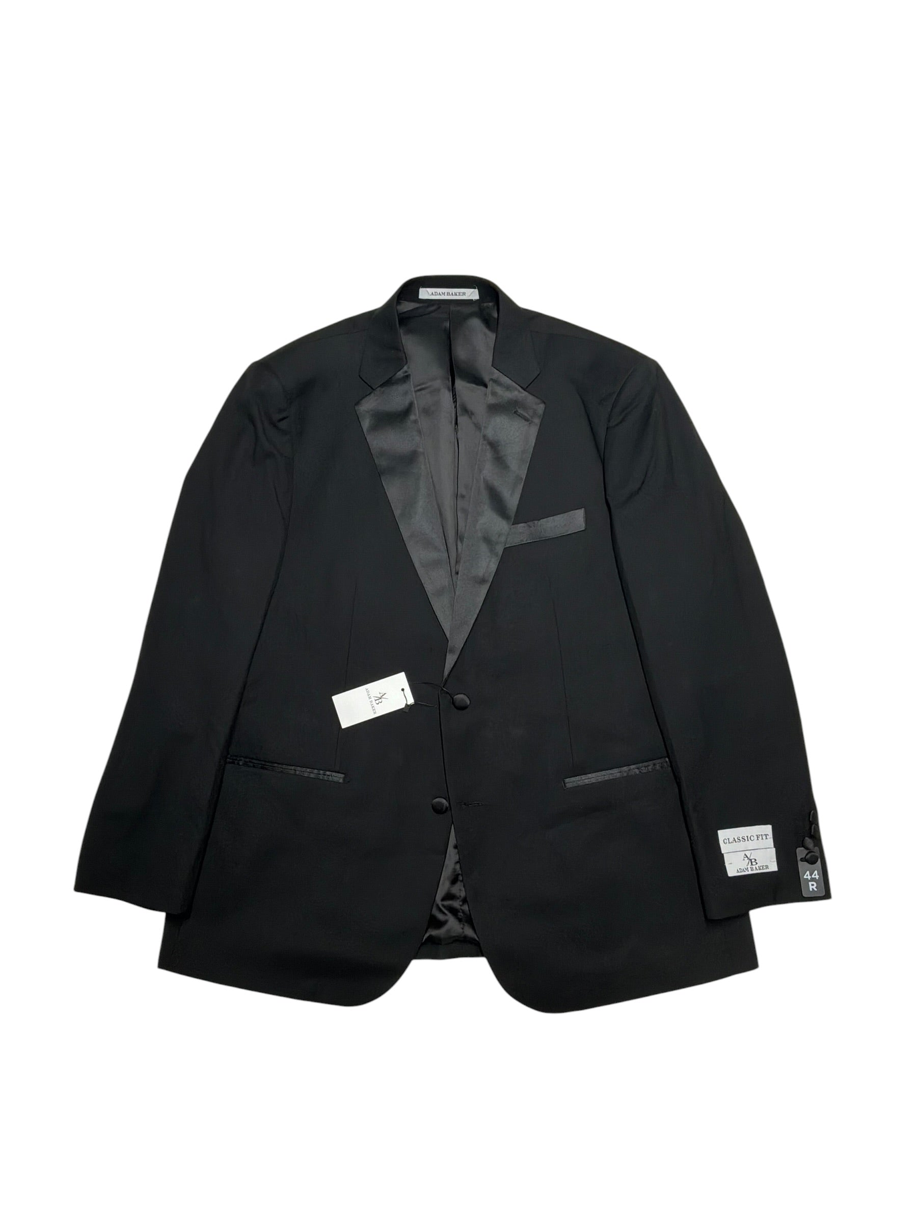 Adam Baker Mens Regular fit 2 Piece Tuxedo Suit 44 R / 38 Waist Black Solid